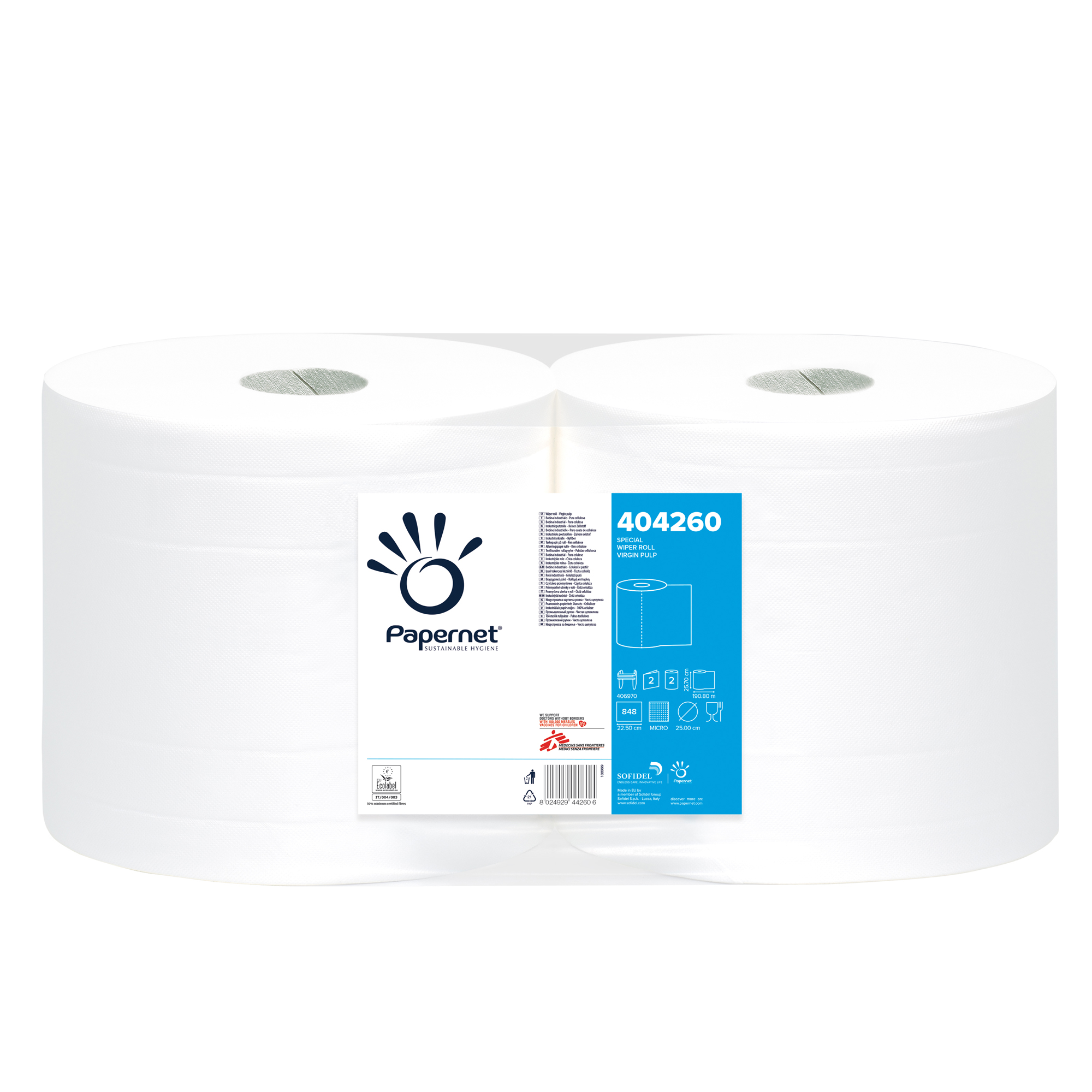 Papernet Special - Asciugamani di carta - fibra di polpa vergine, pura cellulosa - 848 fogli - rotolo - 190.8 m - bianco (pacchetto di 2)