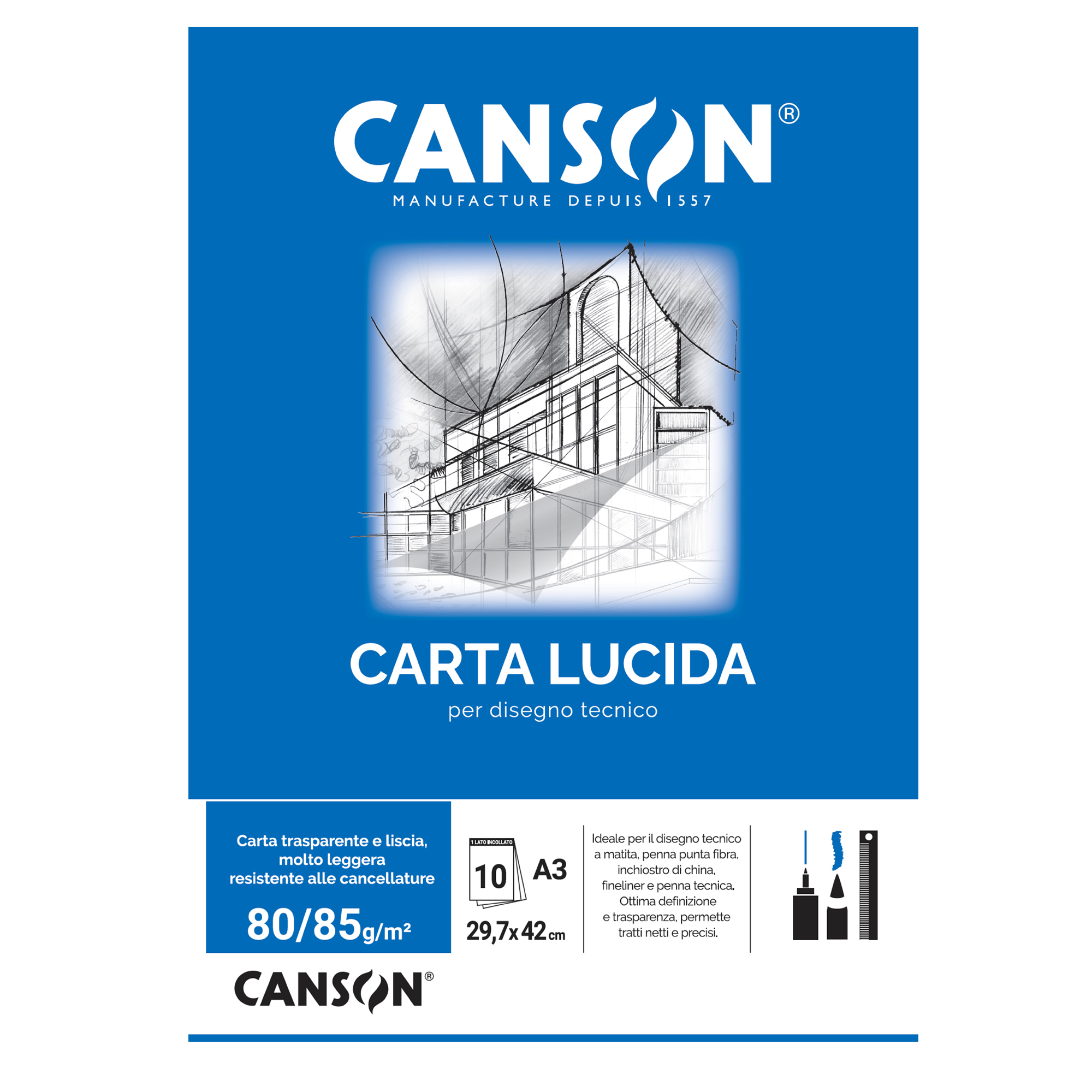 CF 10 BLOCCO CARTA LUCIDA DA 10 FG CAD. A3 80G