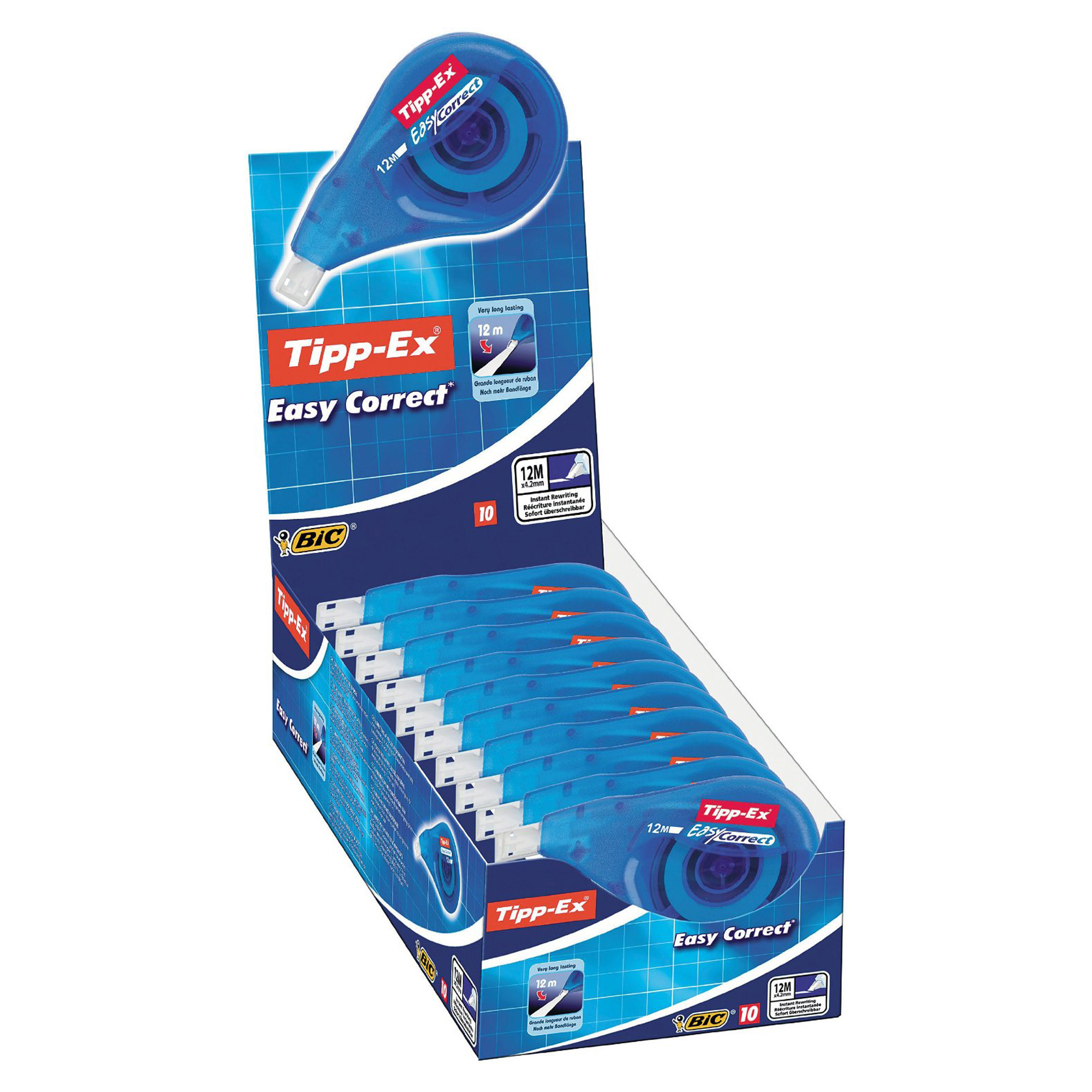 Tipp-Ex Easy Correct - Roller correttivo - 4.2 mm x 12 m - traslucido - poliestere (pacchetto di 10)