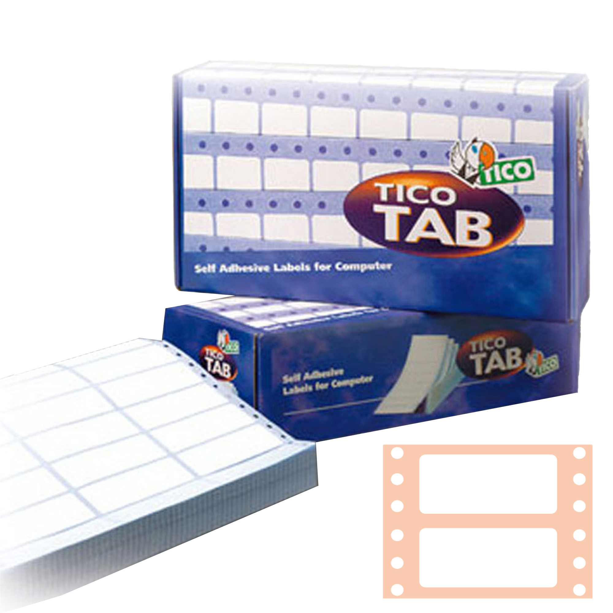 Tico TAB - Carta - adesivo permanente - perforato - bianco - 100 x 36.2 mm 4000 etichette (500 foglio(i) x 8) etichette