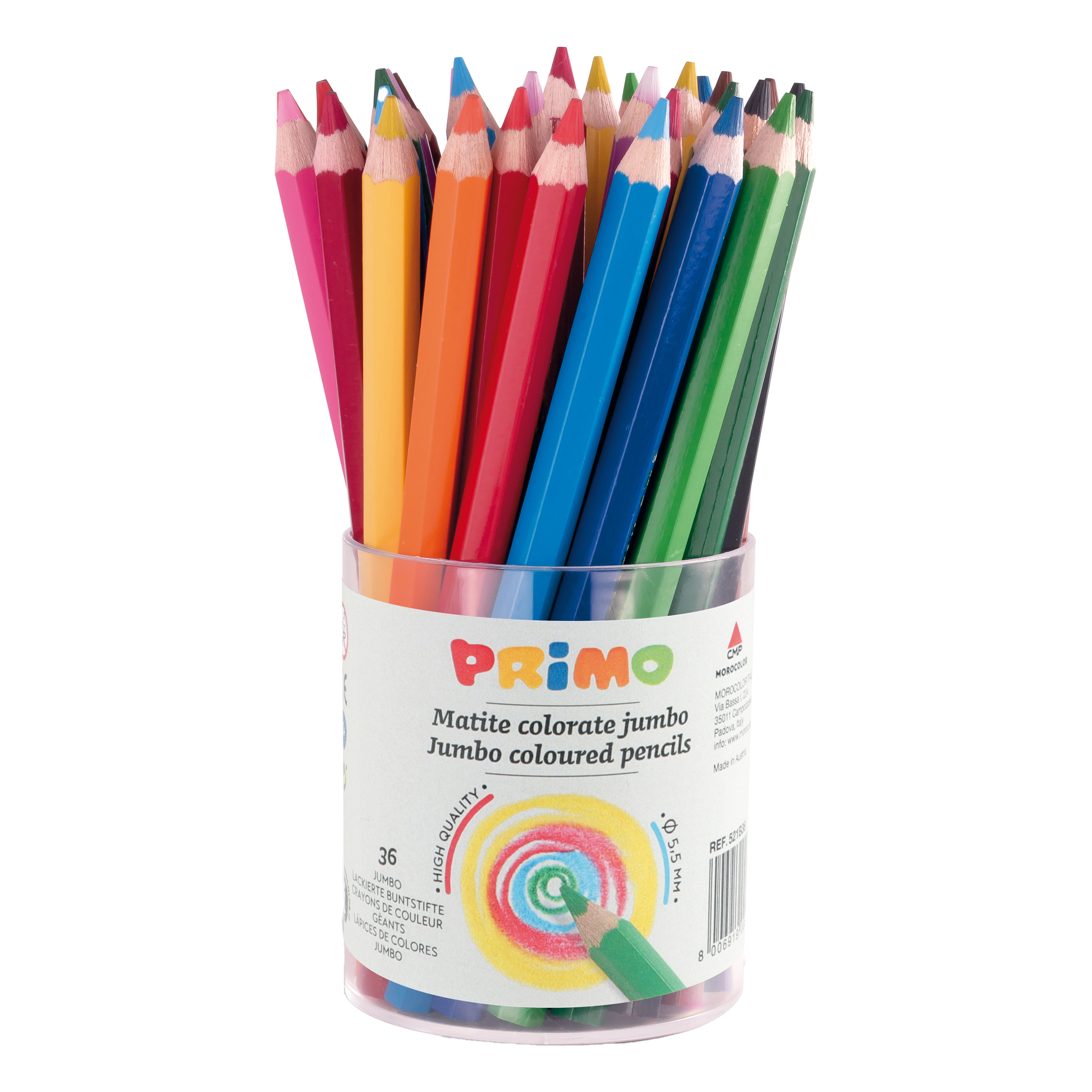 PRIMO JUMBO - Pastello colorato - colori brillanti assortiti - 5.5 mm (pacchetto di 36)