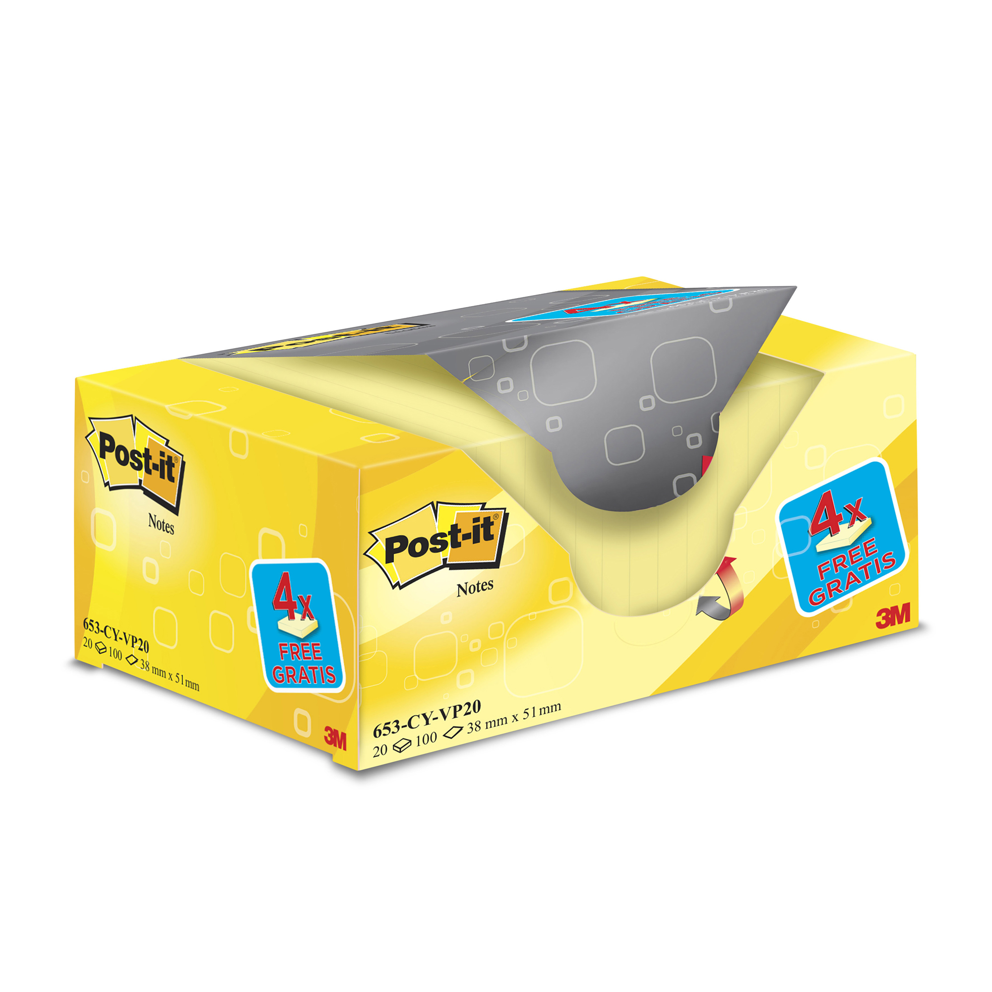 VALUE PACK FOGLIETTI POST-IT GIALLO CANARY 653 16 4 OMAGGIO