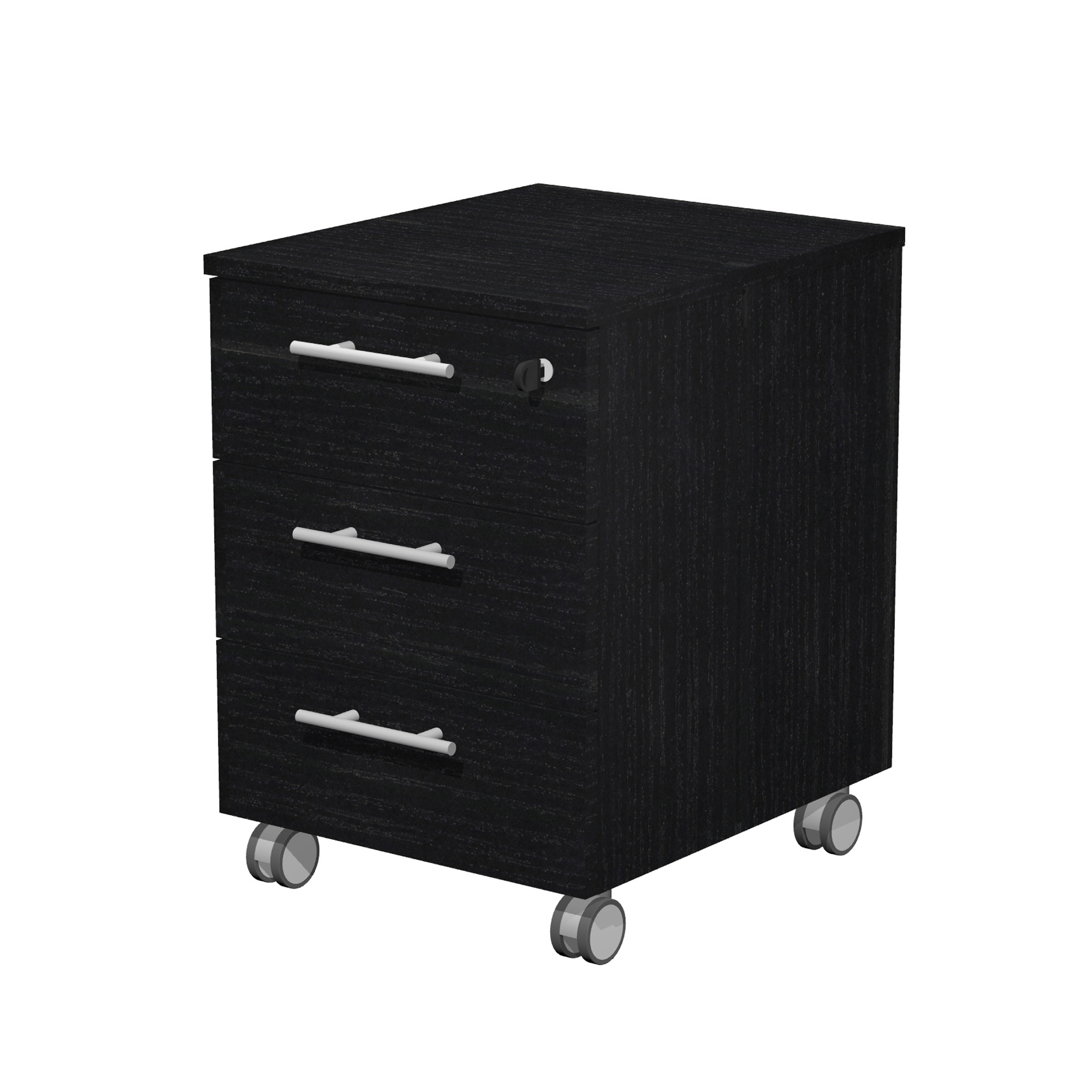 Cassettiera Prestige - 3 cassetti - con ruote - 41,8 x 52 x 61,5 cm - nero venato