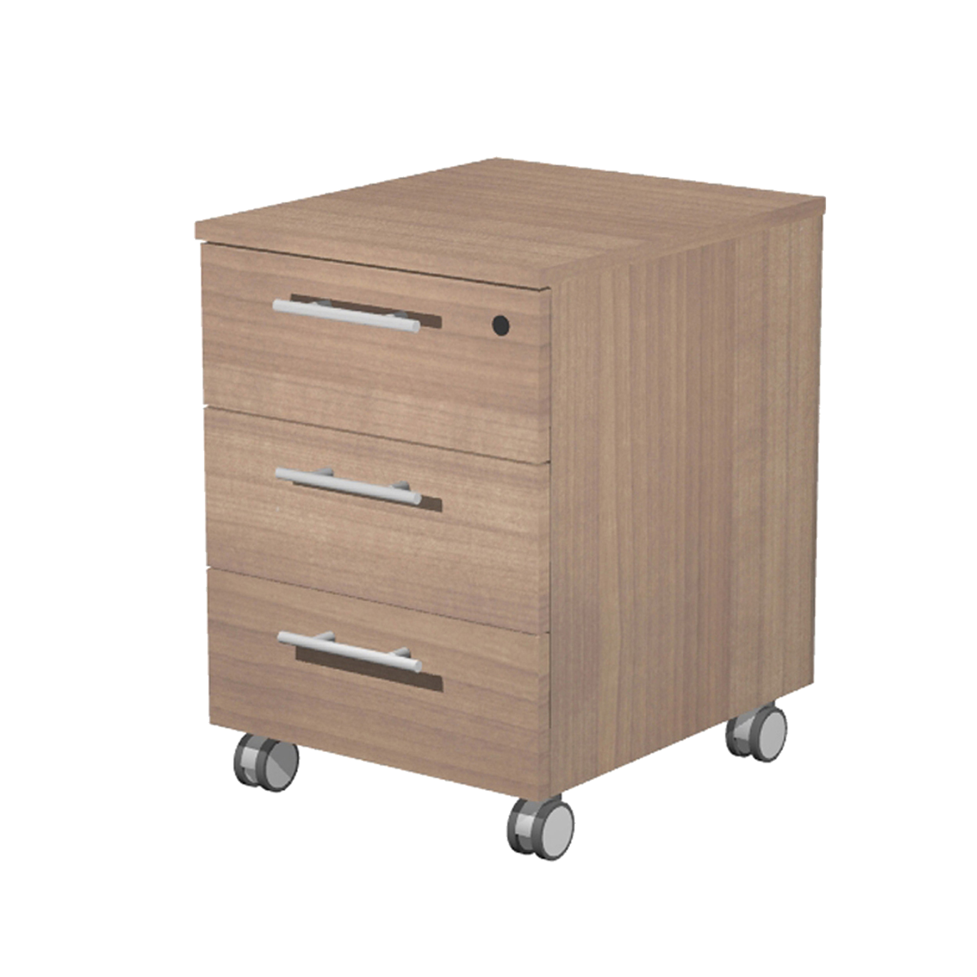 Cassettiera Prestige - 3 cassetti - con ruote - 41,8 x 52 x 61,5 cm - ciliegio arabis