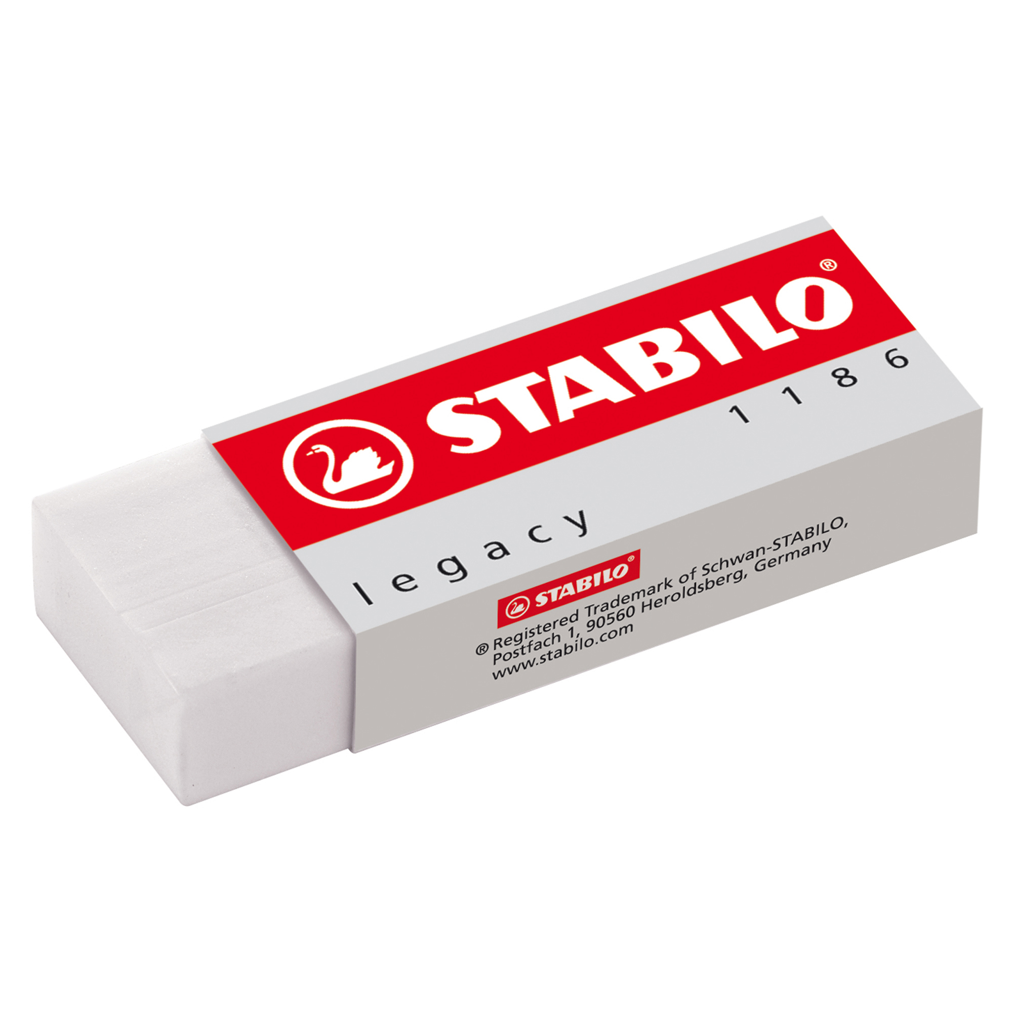 STABILO Legacy 1186 - Gomma - 2.2 x 1.1 x 6.2 cm - bianco - PVC (pacchetto di 20)