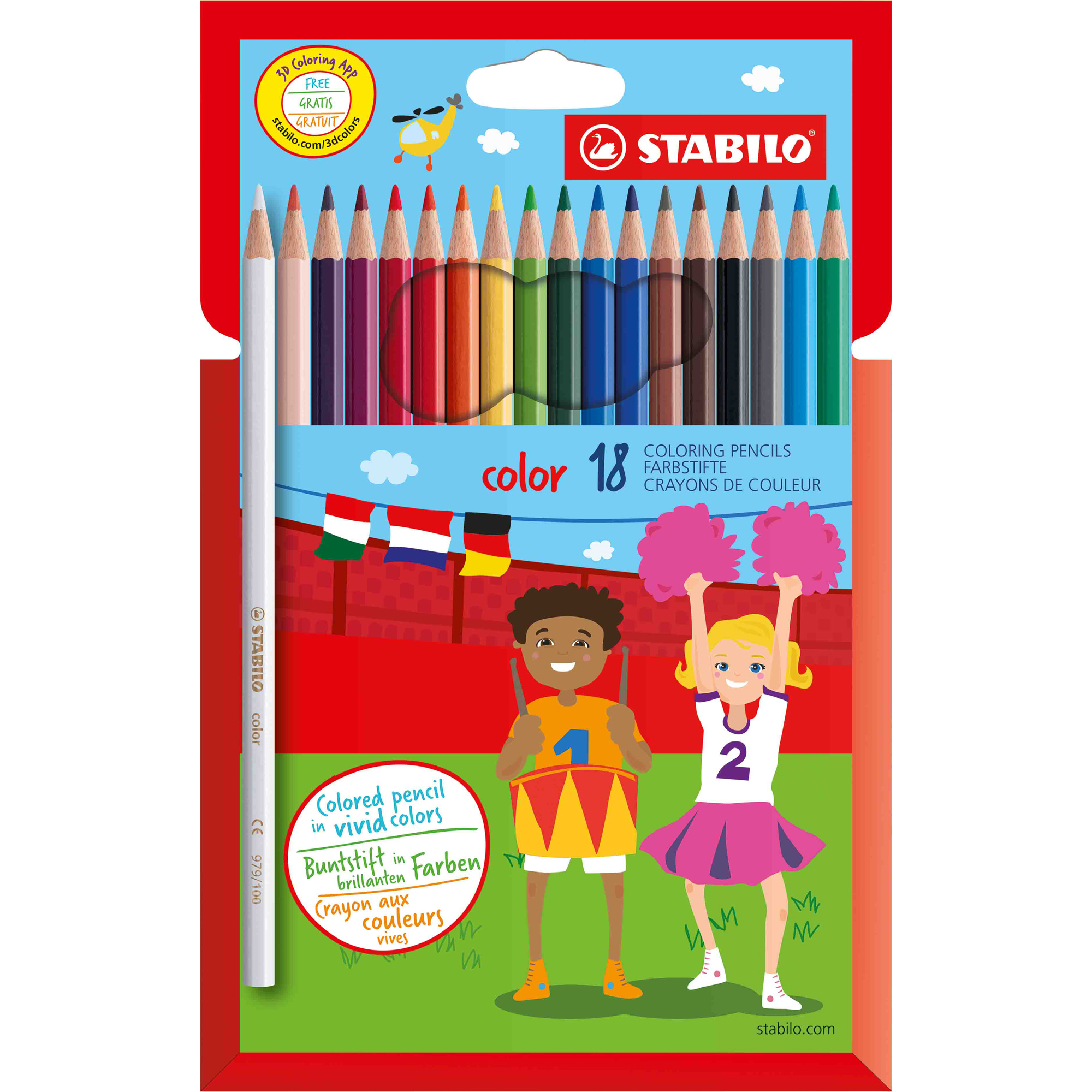 STABILO color - Pastello colorato - colori assortiti - 2.5 mm (pacchetto di 18)