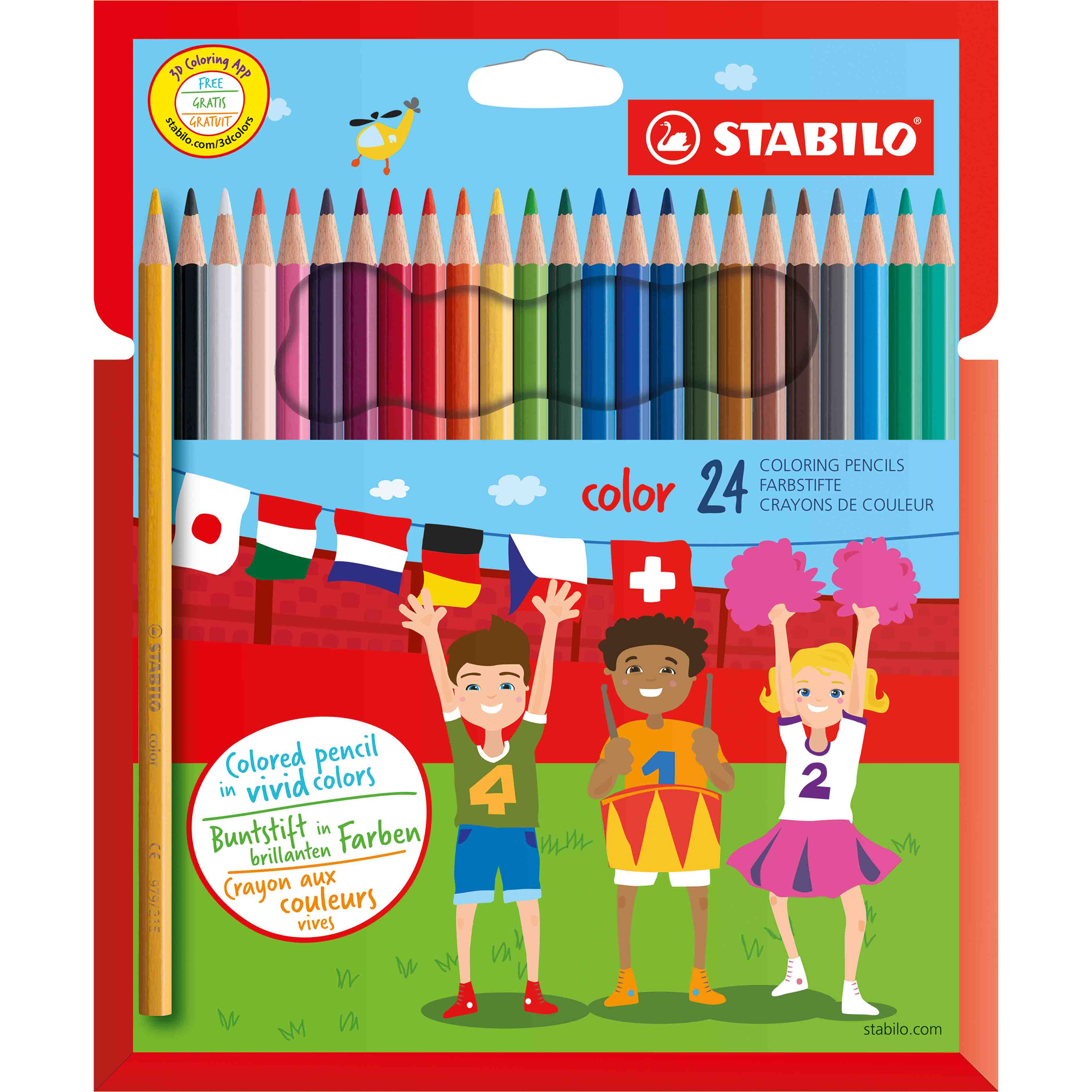STABILO color - Pastello colorato - colori assortiti - 2.5 mm (pacchetto di 24)