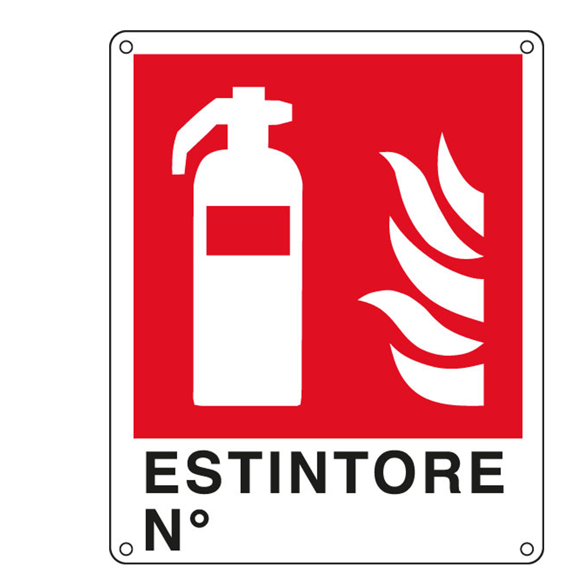 Cartello segnalatore - 25x31 cm - ESTINTORE N° - alluminio - Cartelli Segnalatori