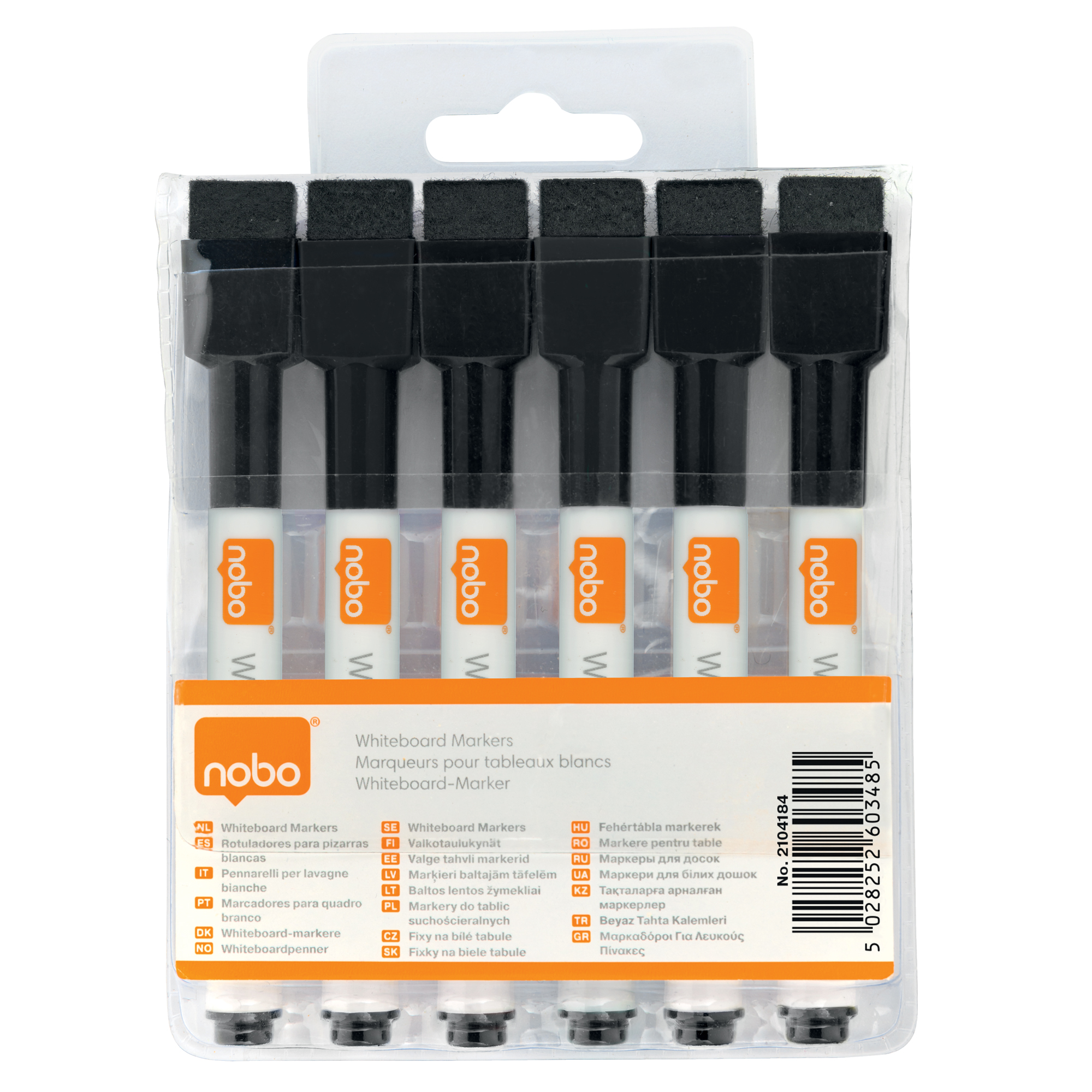 Rexel JOY - Marcatore - non permanente - per lavagna bianca - nero - fine - con gomma (pacchetto di 6)