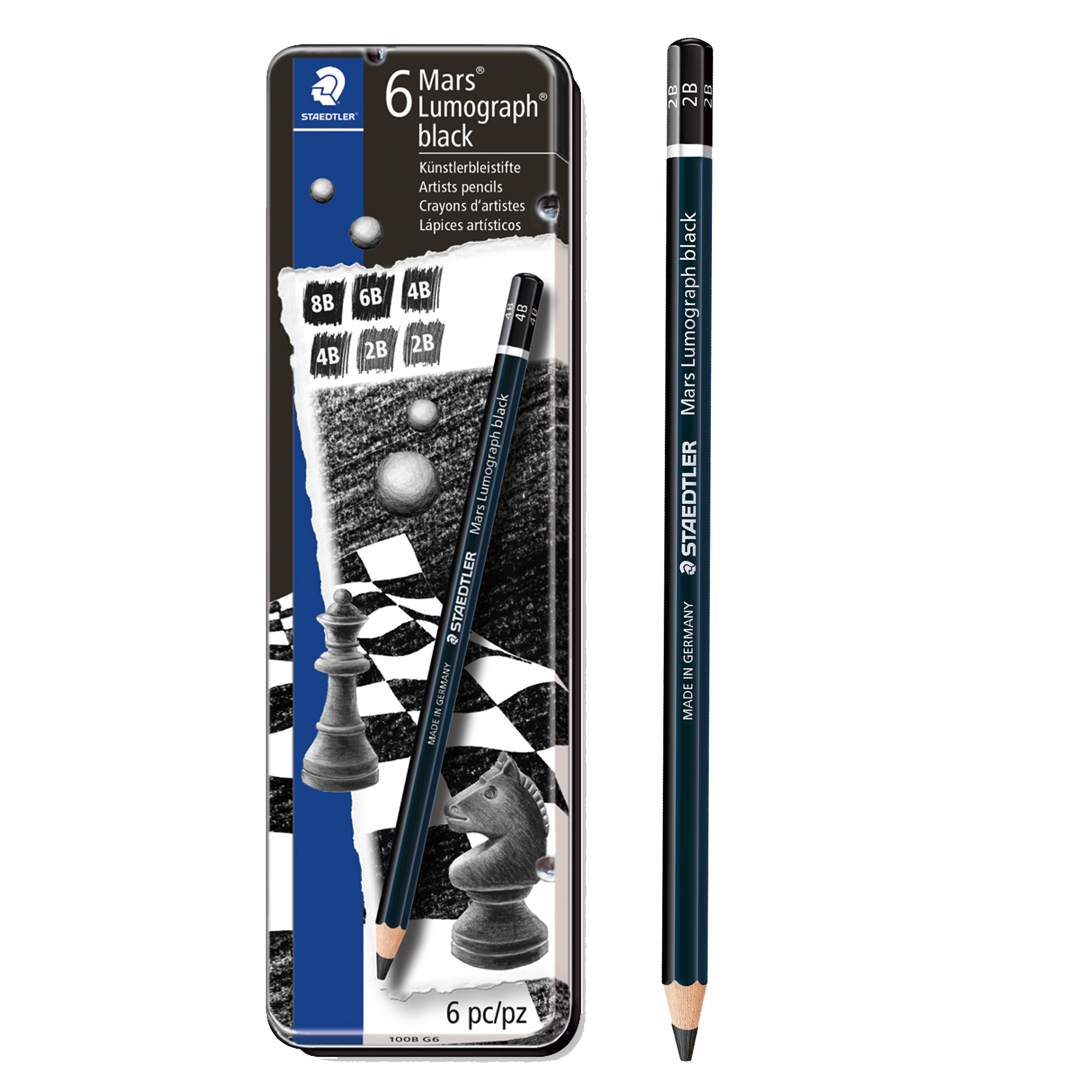 STAEDTLER Mars Lumograph 100B - Matita - nero jet (pacchetto di 6)