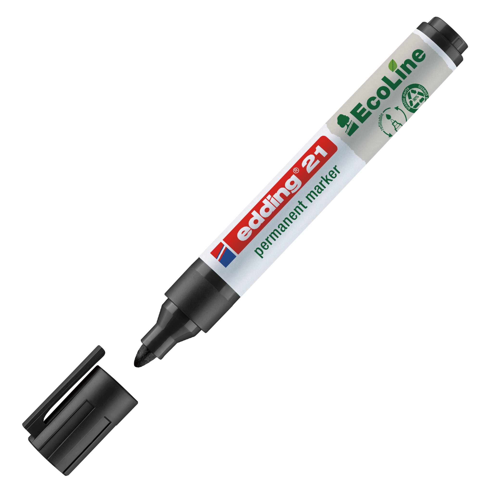 edding EcoLine 21 - Marcatore - permanente - per vetro, metallo, plastica - nero - 1.5-3 mm