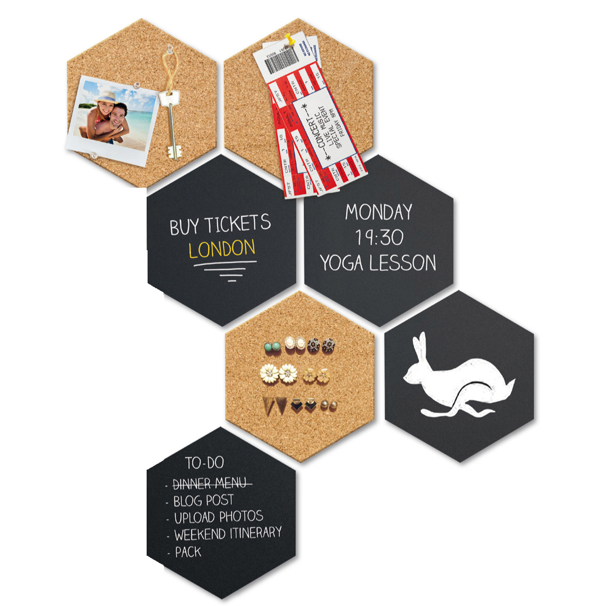 Set Wall Hexagon - lavagne nere e bacheche …