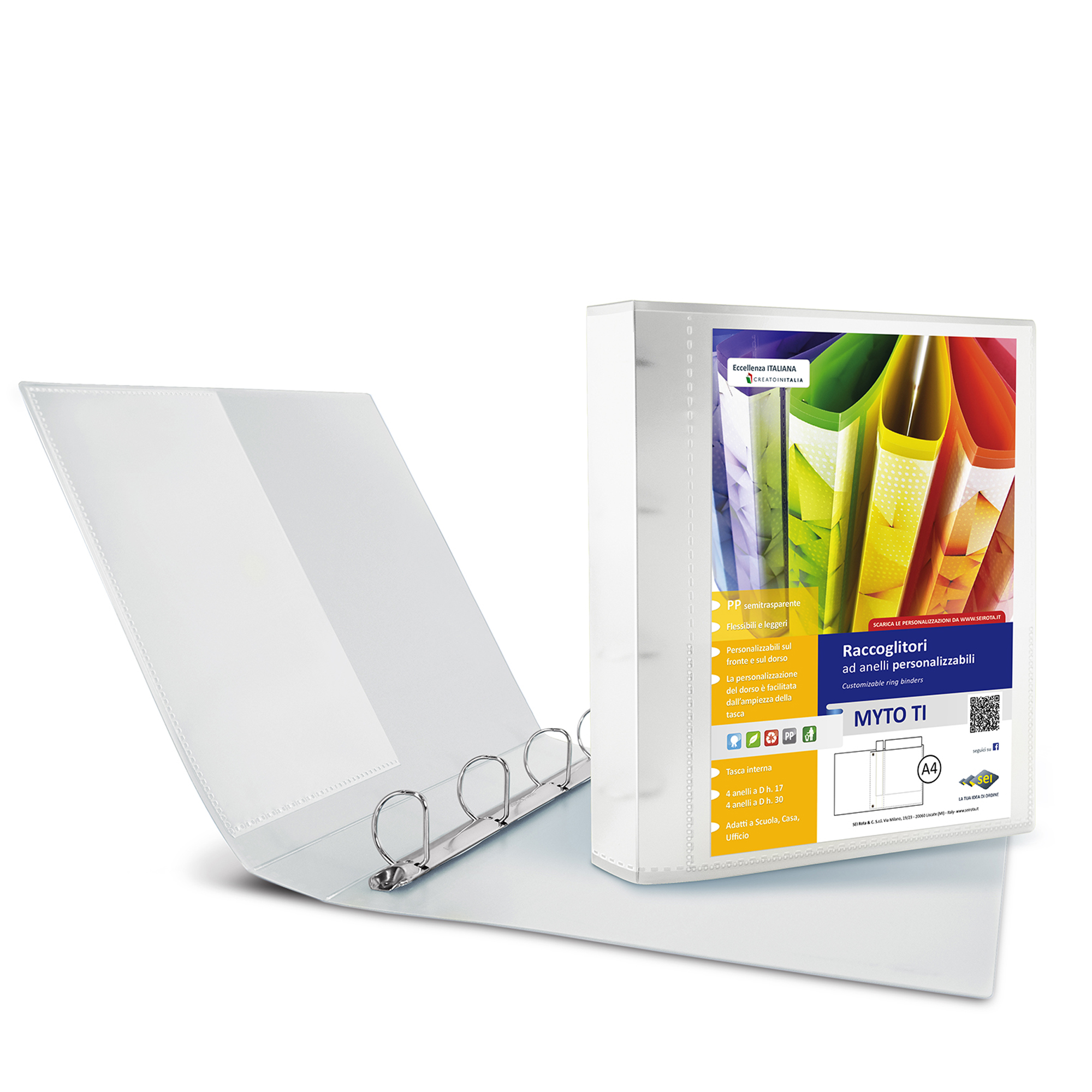 SEI MYTO TI A4 - Raccoglitore ad anelli - larghezza dorsale 40 mm - per 220 x 300 mm - bianco