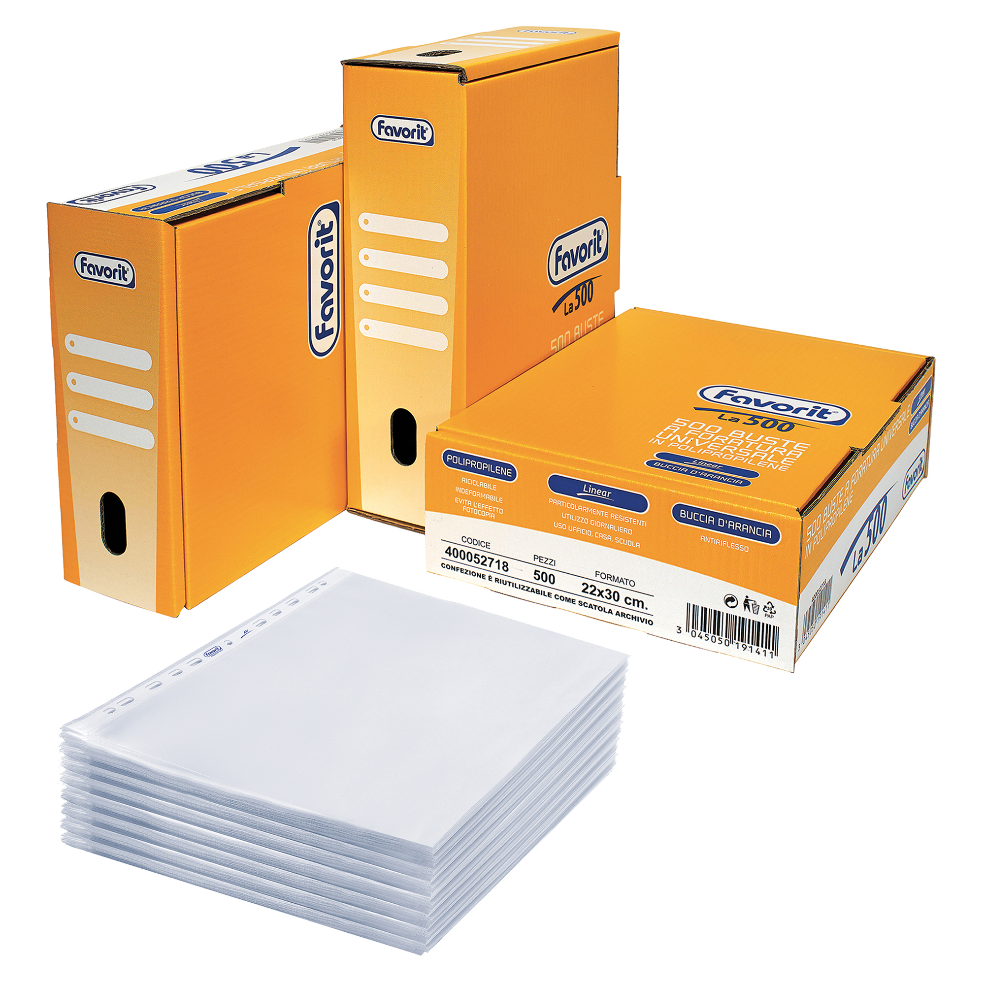 Favorit LINEAR - Busta trasparente - per 220 x 300 mm - trasparente, buccia d'arancia (pacchetto di 500)