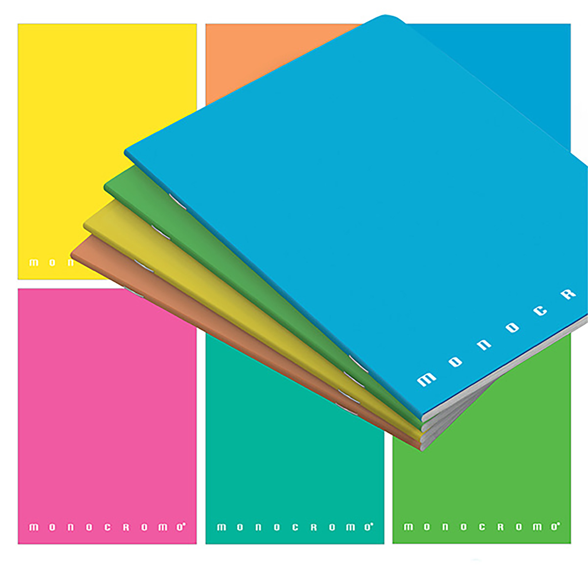 Pigna Monocromo Fluo - Quaderno - graffettato - A4 - 42 fogli - a righe - disponibile in colori assortiti