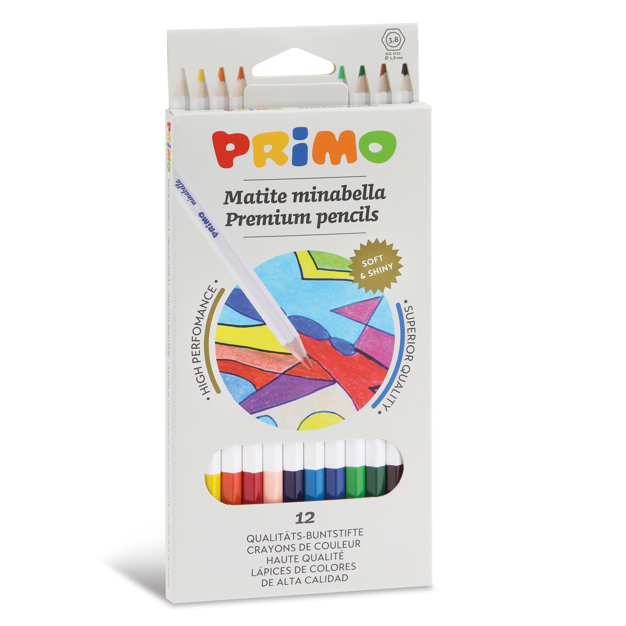 PRIMO Minabella - Pastello colorato - colori assortiti - 3.8 mm (pacchetto di 12)