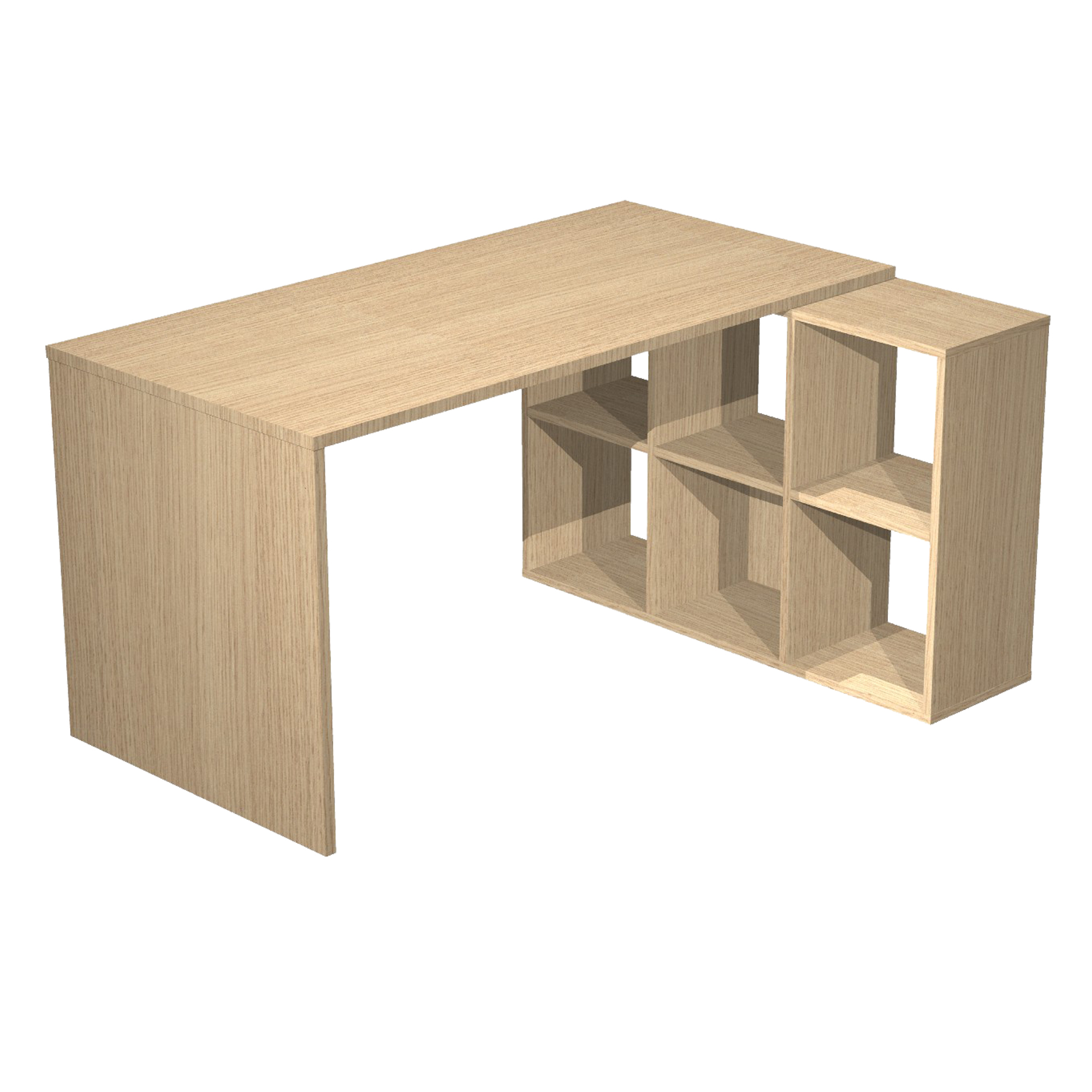 Postazione Home-Office - 6 caselle - 140 x 104 x 72,4 cm - rovere