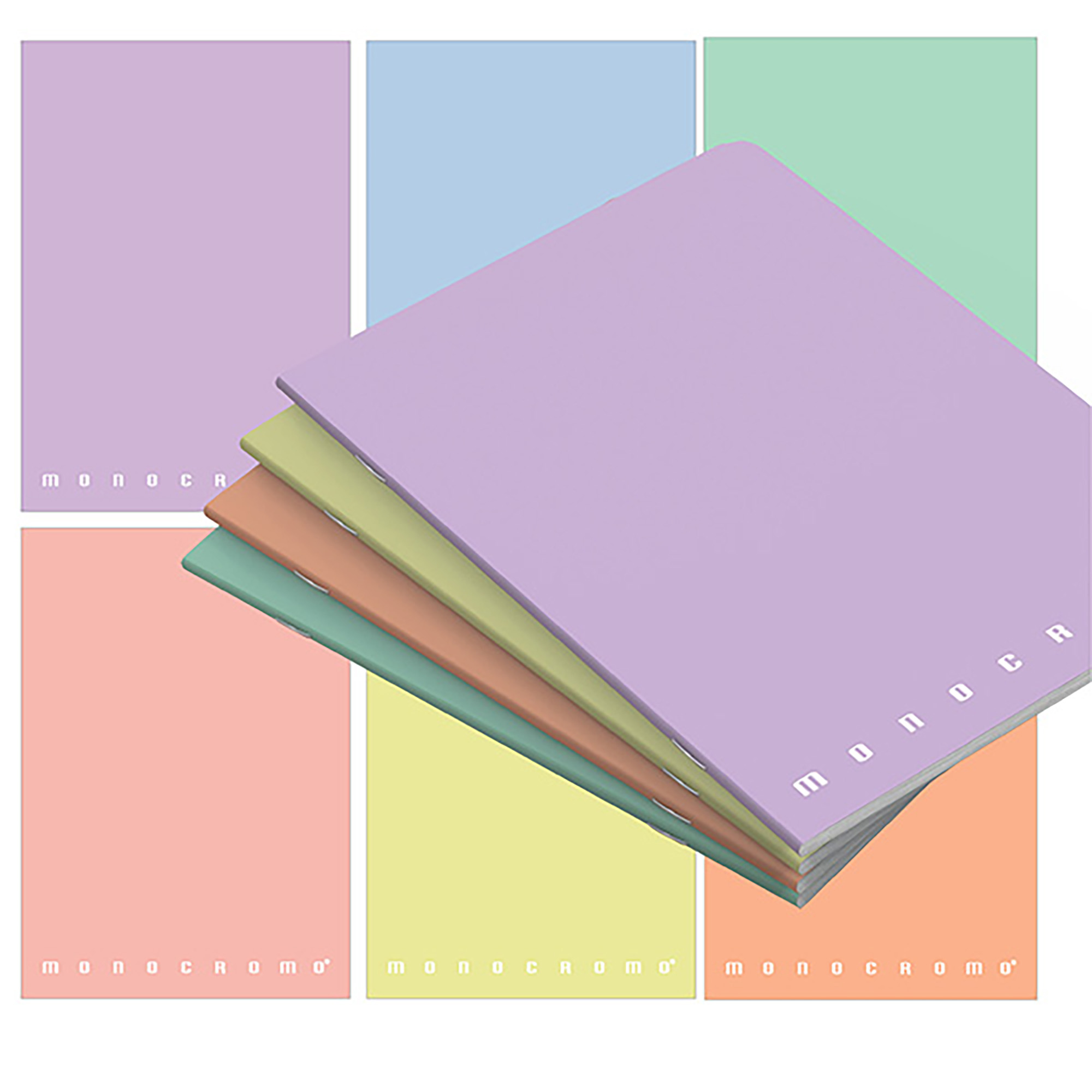 Pigna Monocromo Pastel - Quaderno - graffettato - maxi - A4 - 20 fogli / 40 pagine - a righe - disponibile in colori assortiti
