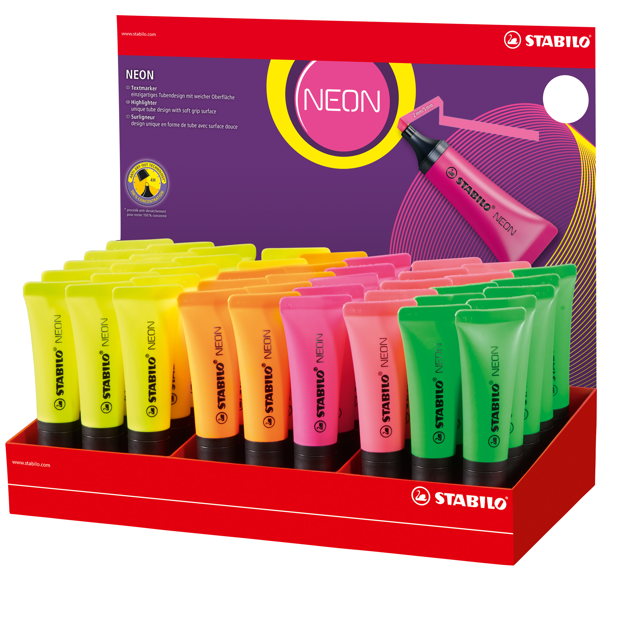 STABILO NEON - Evidenziatore - colori assortiti (pacchetto di 45)