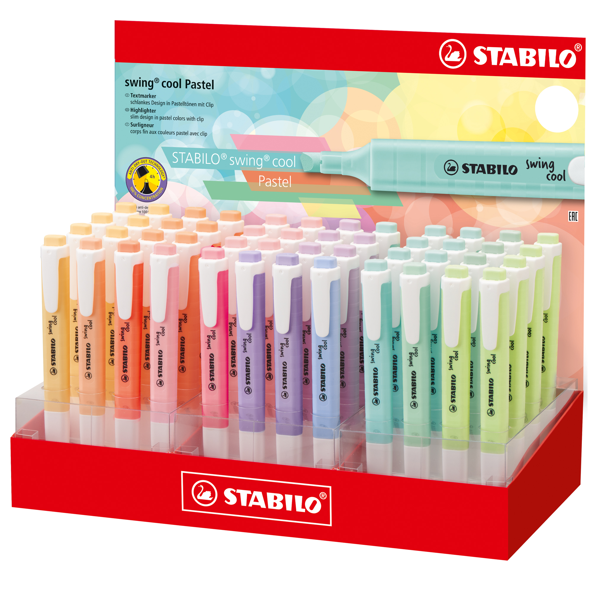 Evidenziatore Swing Cool Pastel Edition - colori assortiti pastello - Stabilo - expo 48 pezzi