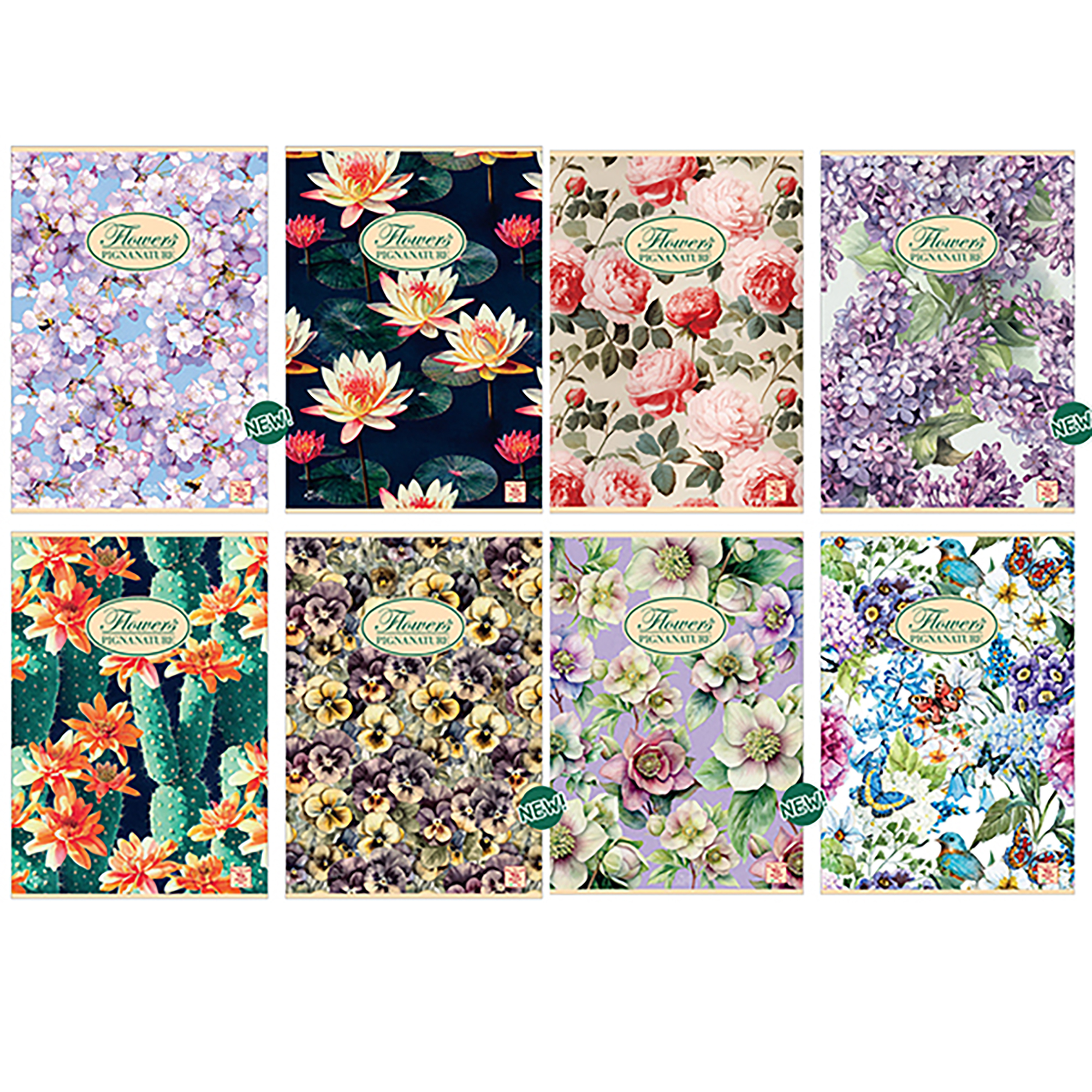 Pigna Permanent Flowers - Quaderno - graffettato - maxi - A4 - 20 fogli / 40 pagine - a righe - disponibile in colori assortiti