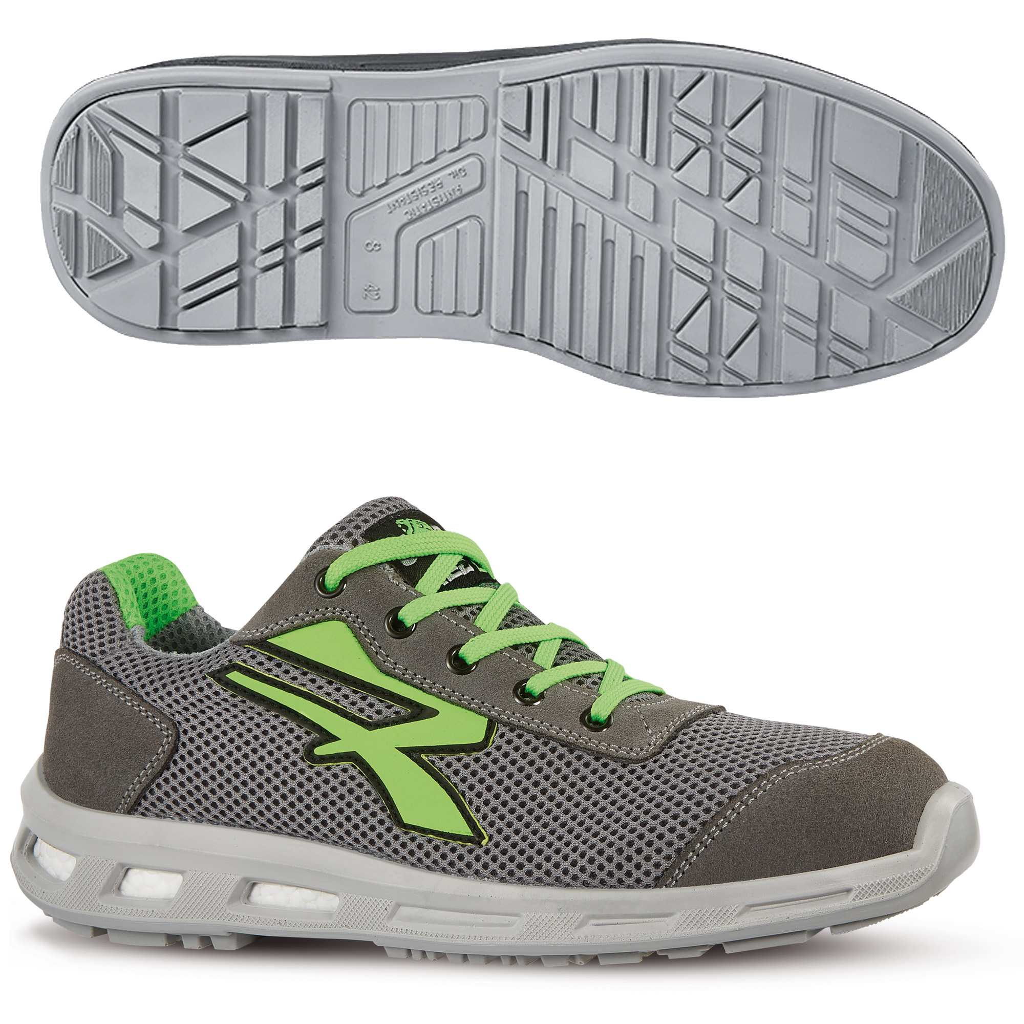 Calzatura di sicurezza Summer S1P SRC Red Lion - pelle scamosciata morbida - numero 46 - grigio/verde - U-Power