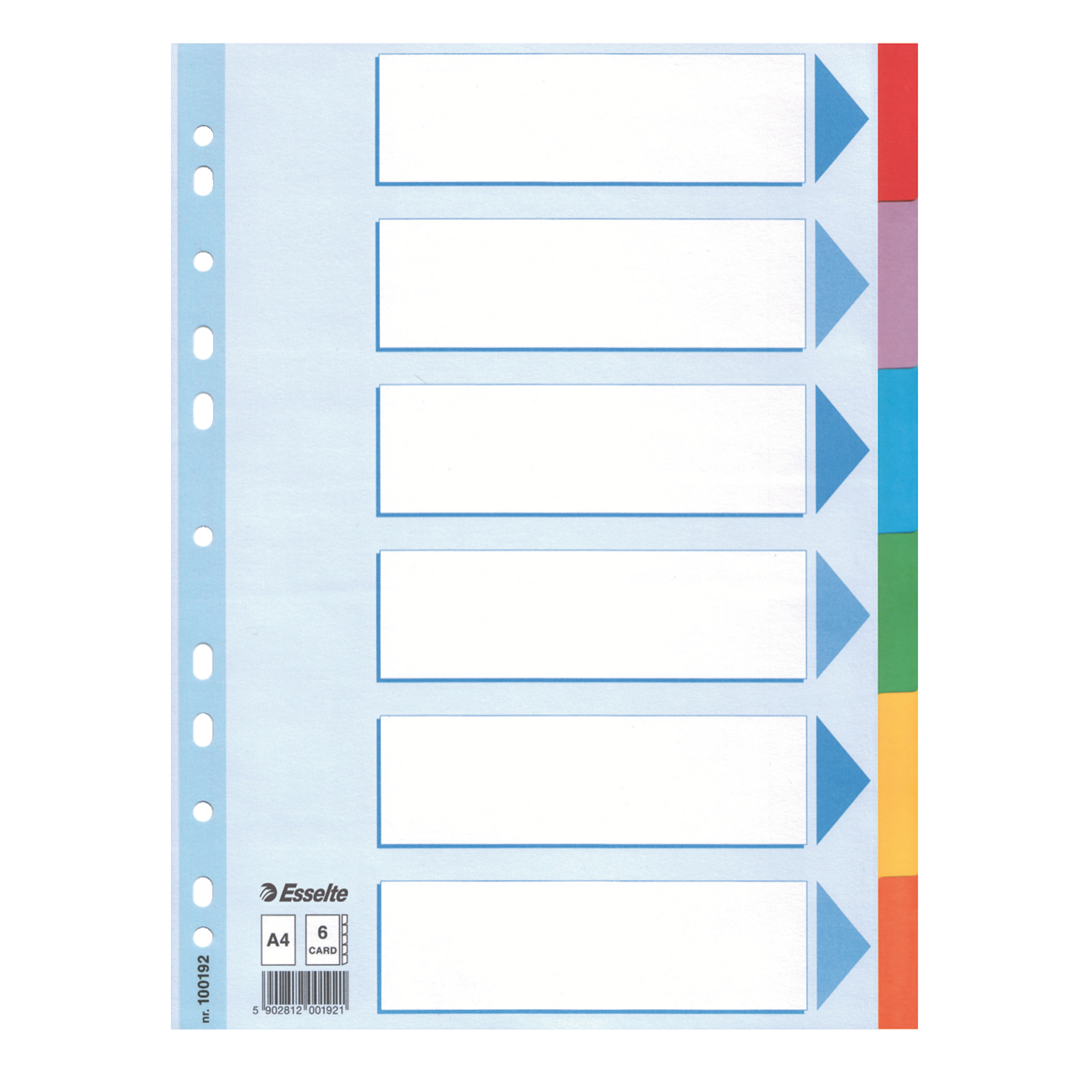 Intercalare cartoncino - 6 tasti colorati - A4 …
