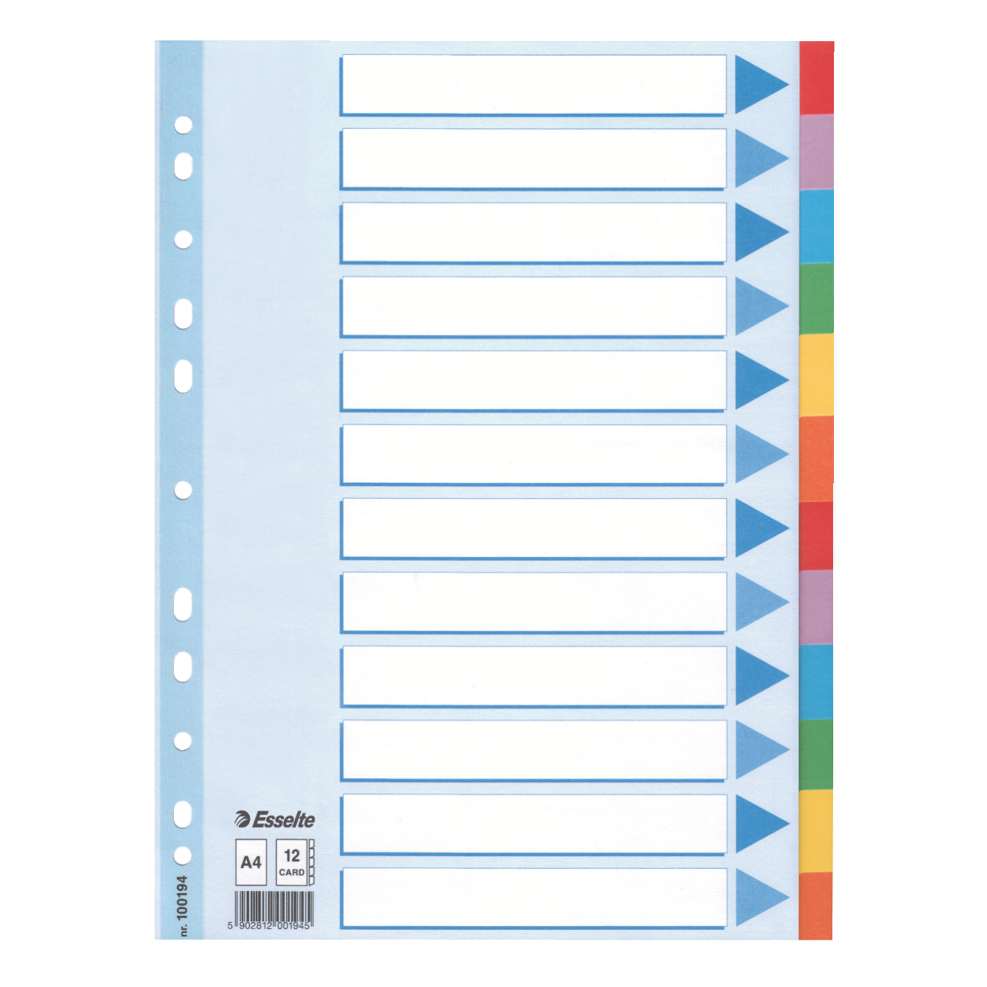 Intercalare cartoncino -12 tasti colorati - A4 - …