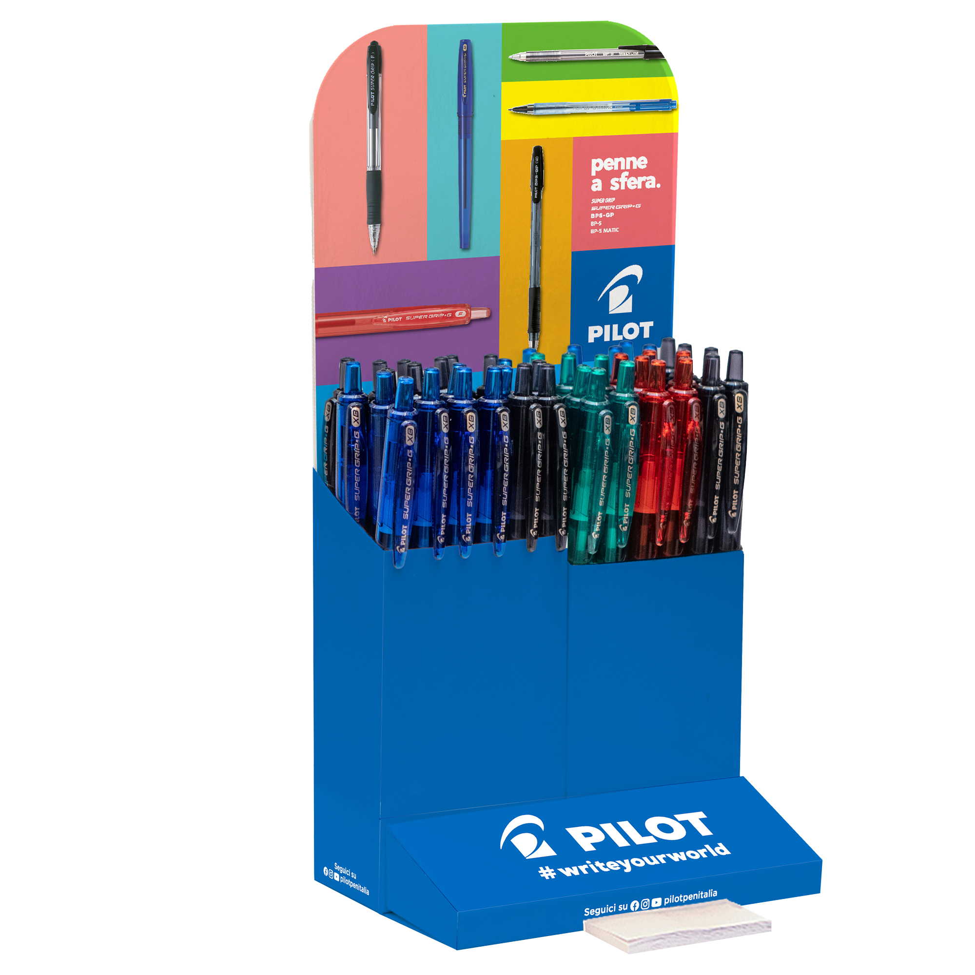 Pilot Super Grip-G - Penna a sfera - nero, rosso, blu, verde - inchiostro a base olio - 1.6 mm - ultra spesso - retrattile