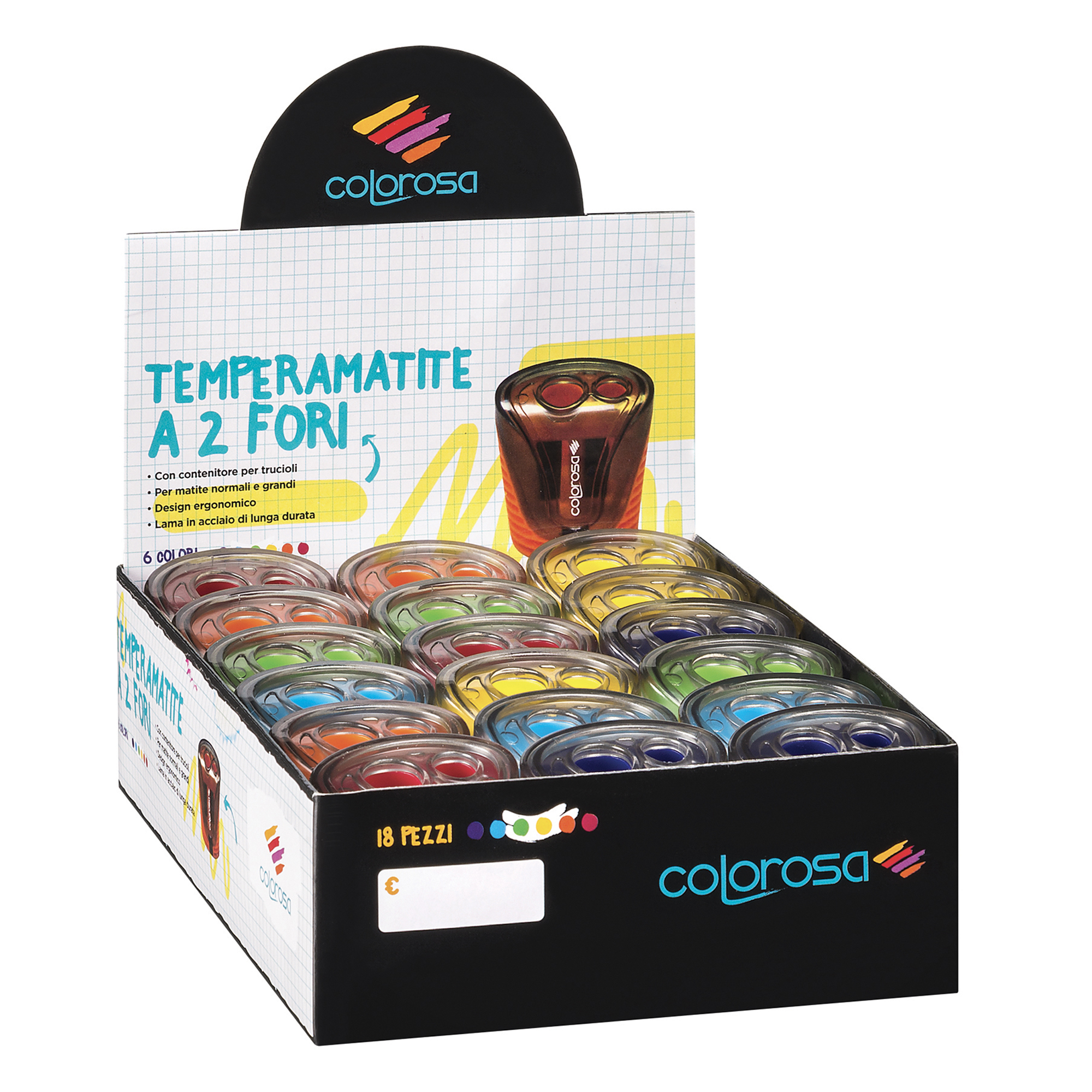 Temperamatite - a 2 fori - colori assortiti …