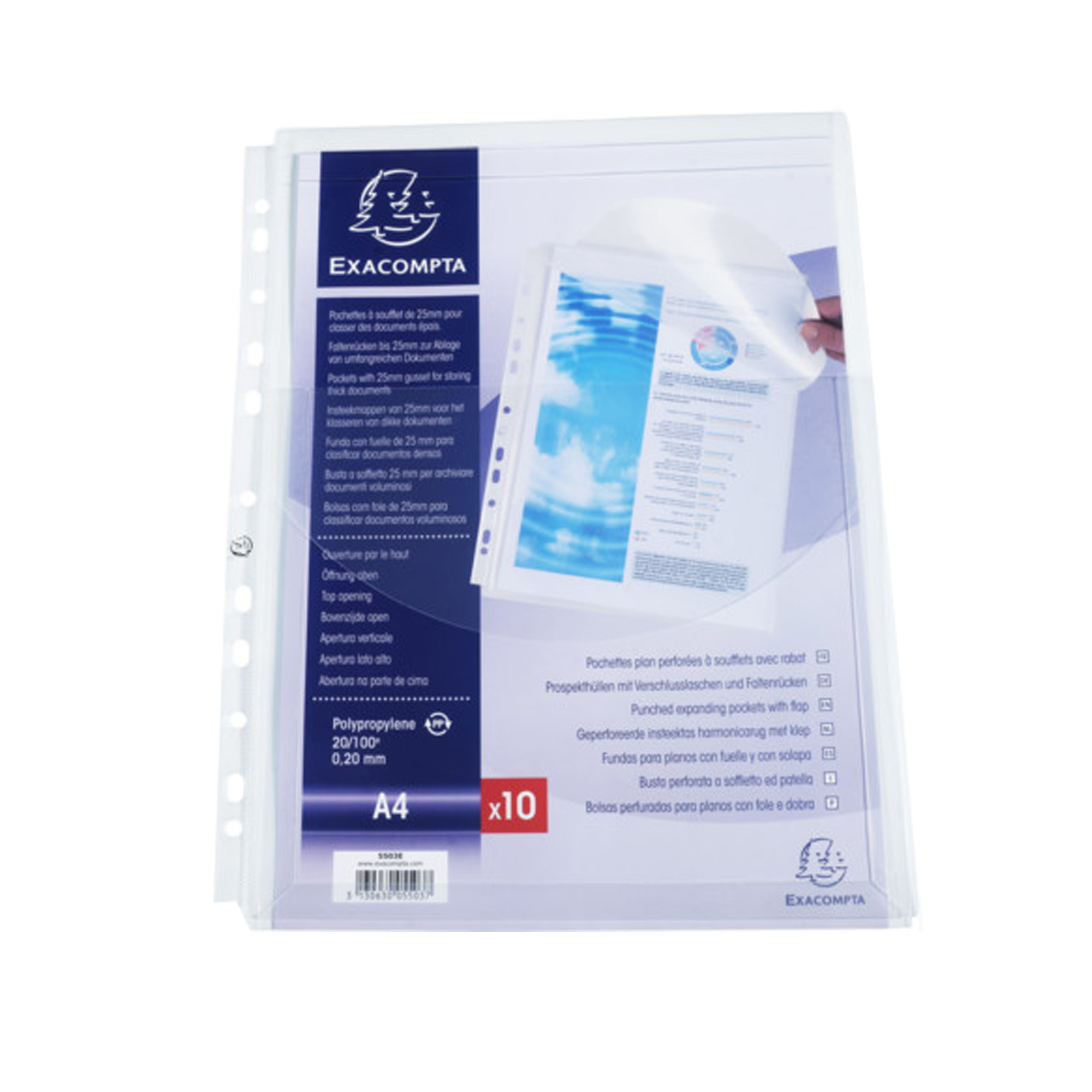 Exacompta - Protezione per fogli - espandibile - per A4 (pacchetto di 10)