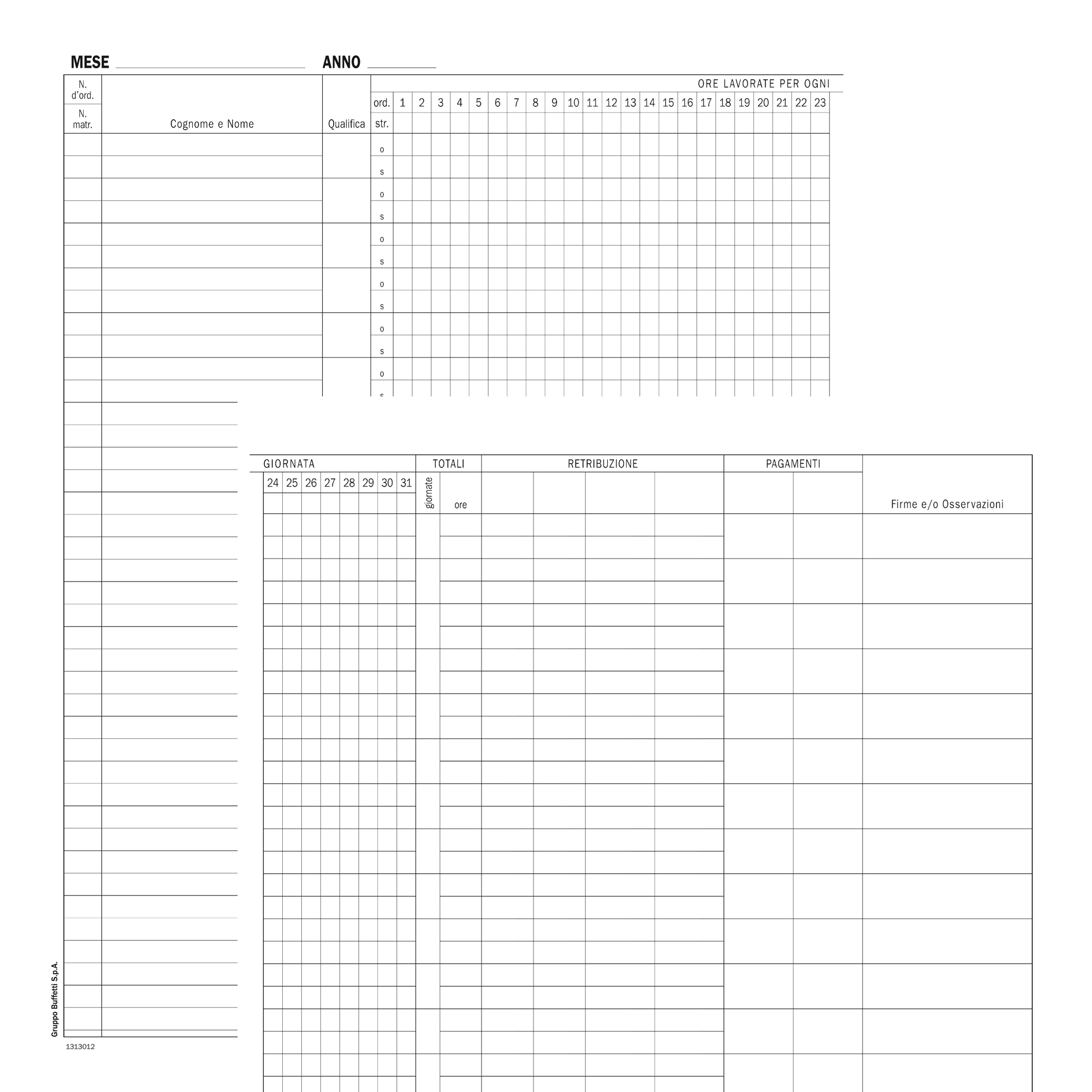 Registro presenze mensili - 48 pagine - 31 …