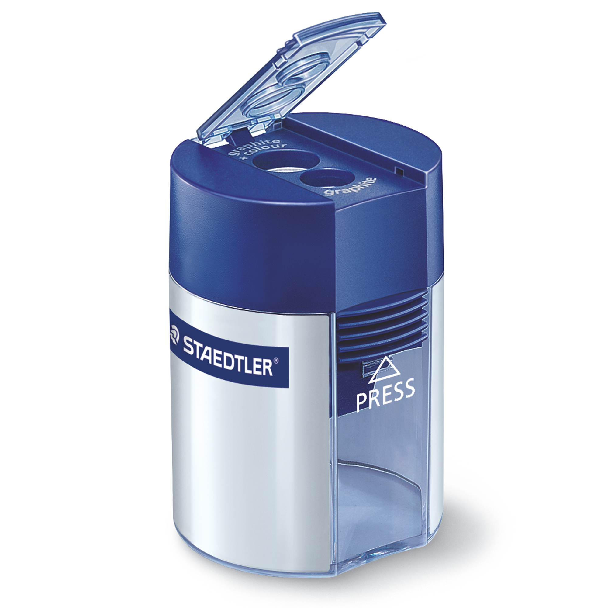 Temperamatite 2 fori con contenitore - blu - …