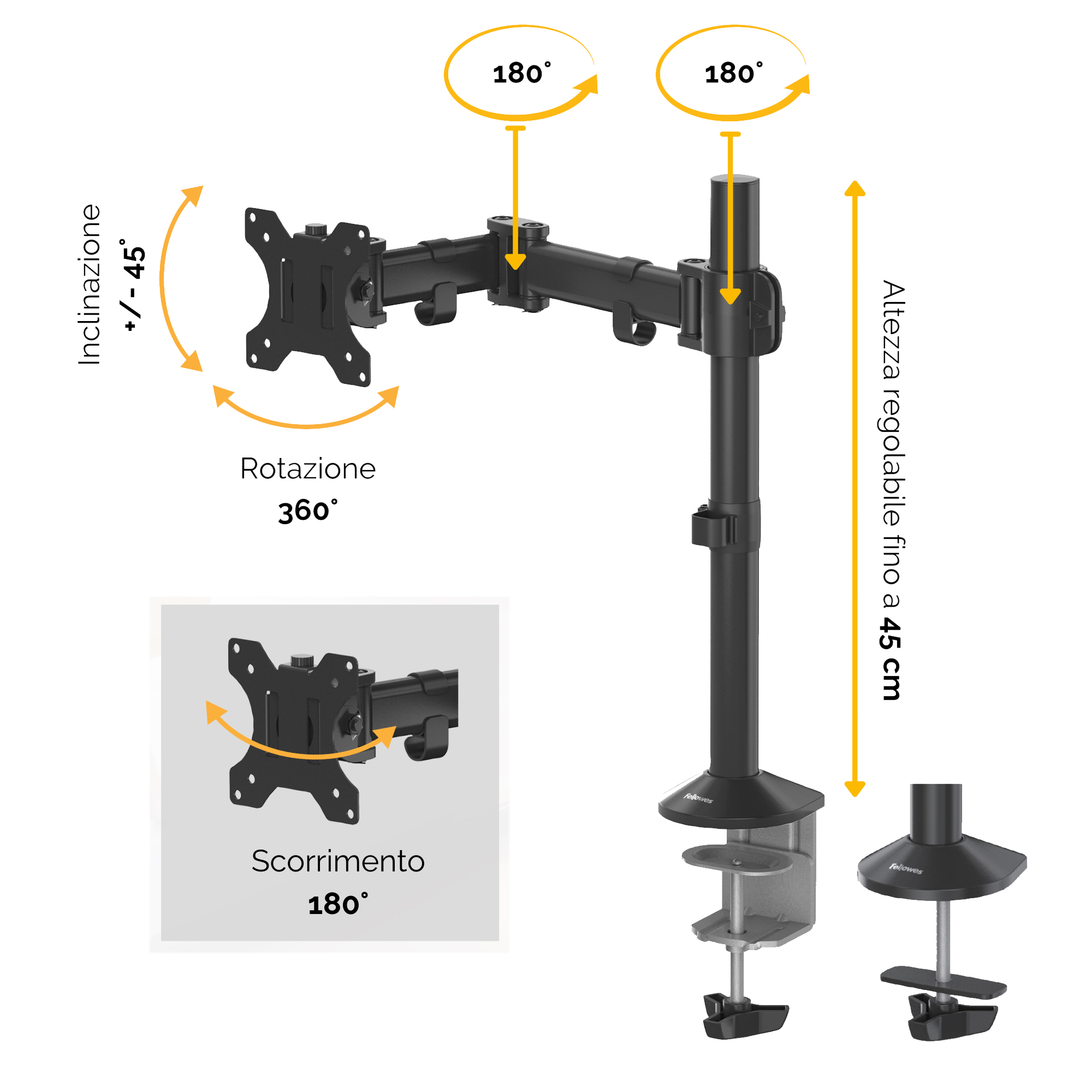 Bracci porta monitor Reflex Series - singolo - …