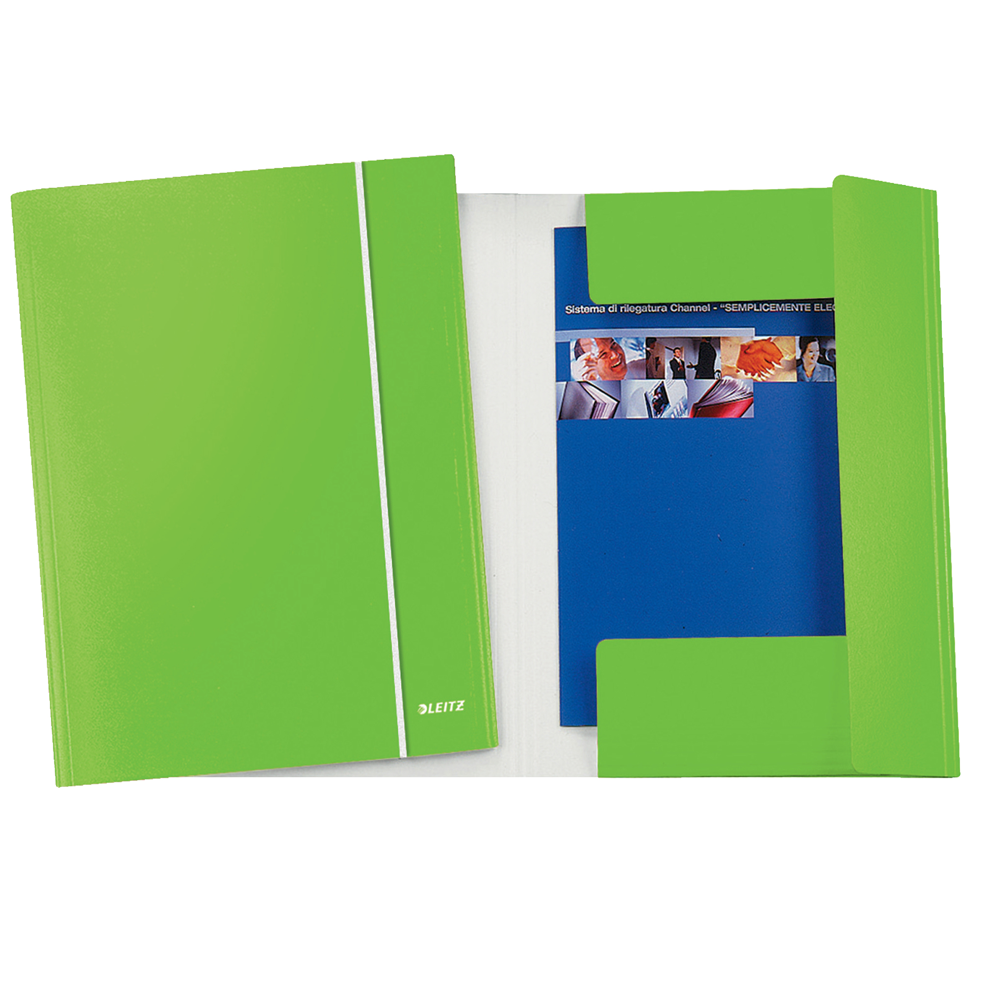 Leitz WOW - Cartelletta a 3 lembi - per A4 - capacità 250 fogli - verde