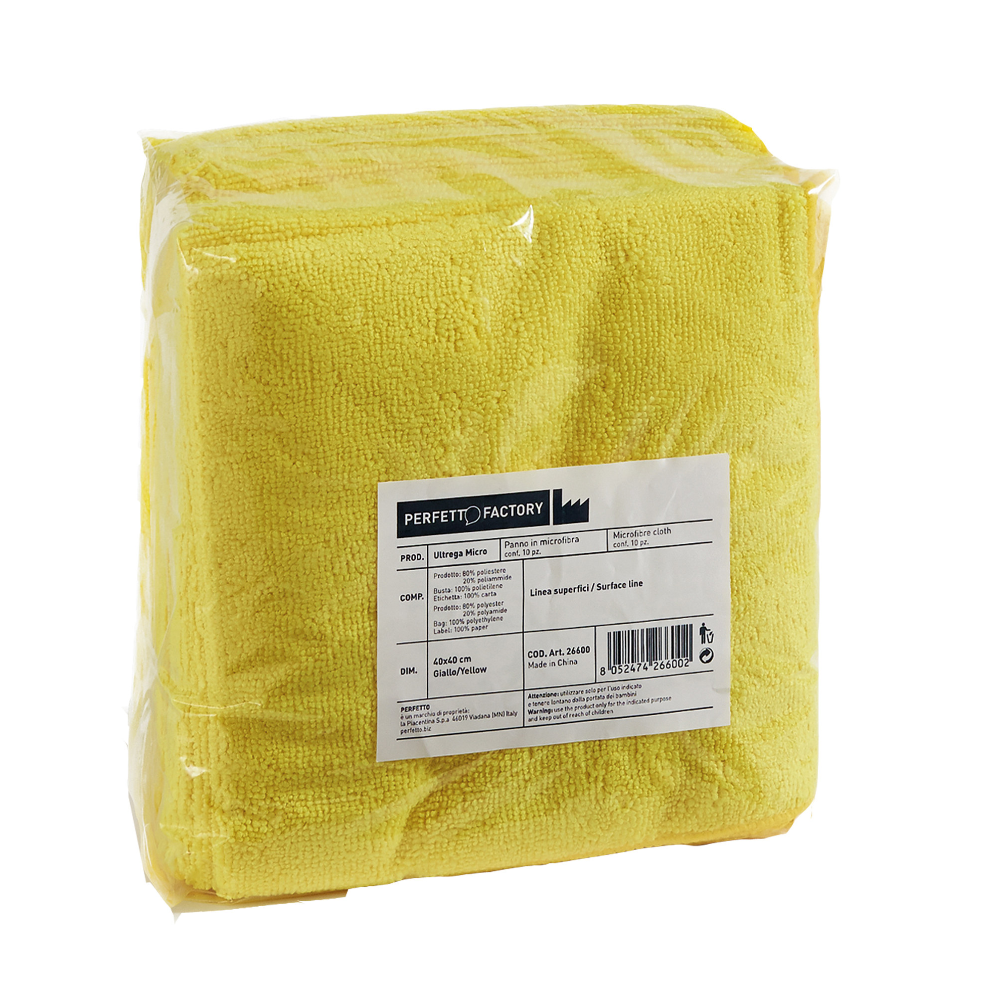 Perfetto Factory Ultrega - Panno per pulizia - microfibra - 80% poliestere, 20% poliamide - giallo - pacco da 10