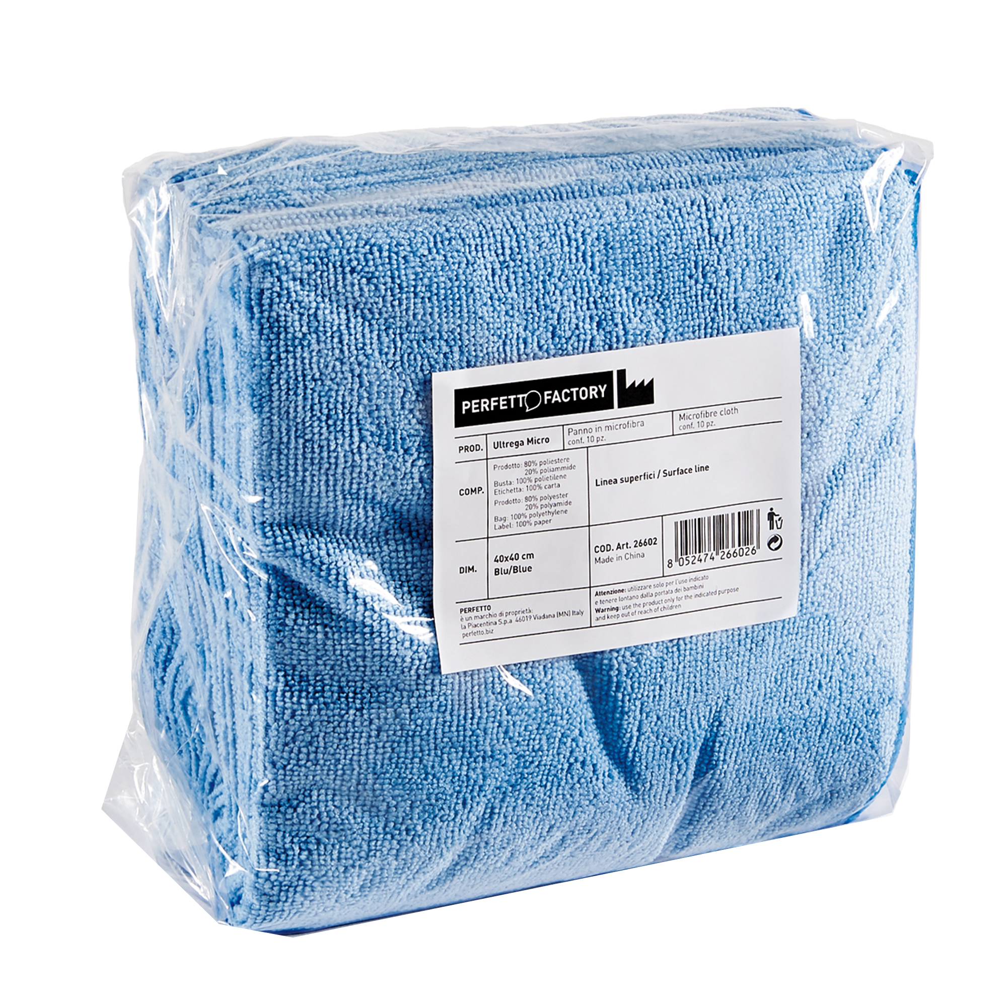 Perfetto Factory Ultrega - Panno per pulizia - microfibra - 80% poliestere, 20% poliamide - blu - pacco da 10