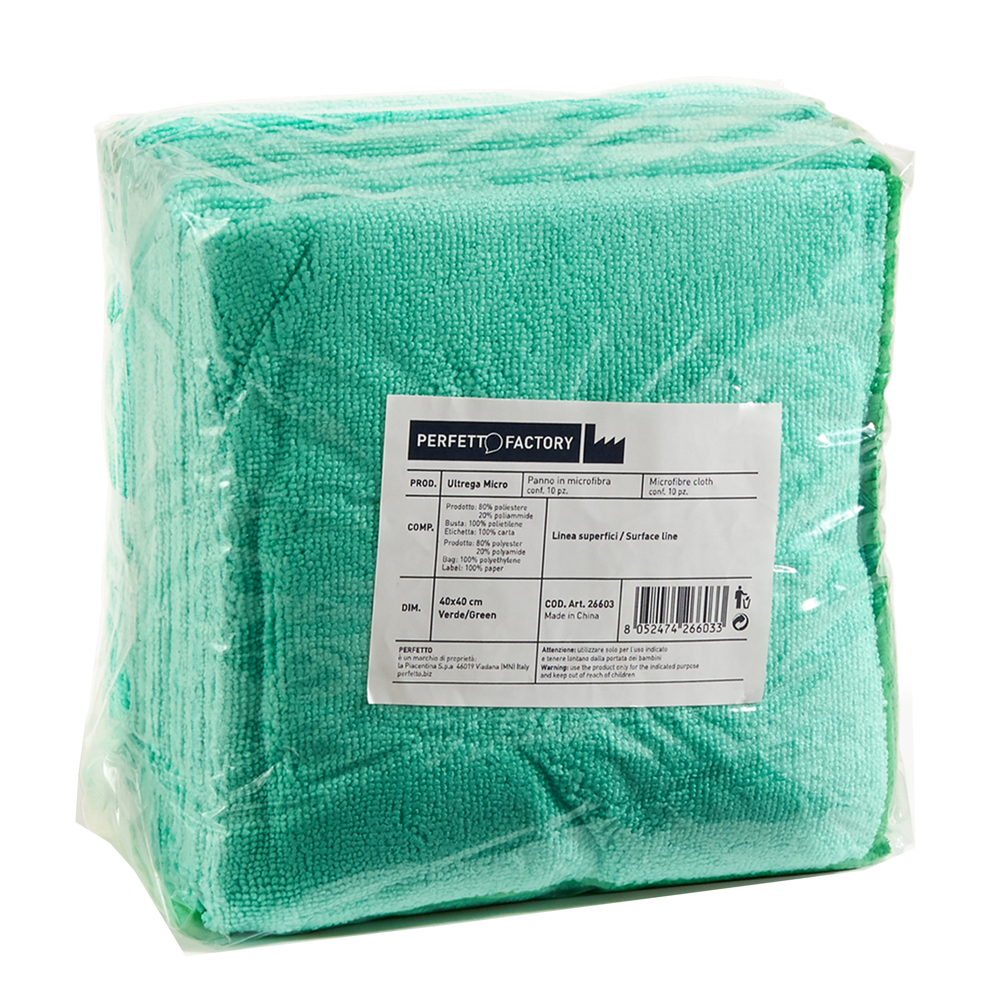 Perfetto Factory Ultrega - Panno per pulizia - microfibra - 80% poliestere, 20% poliamide - 10 fogli - verde