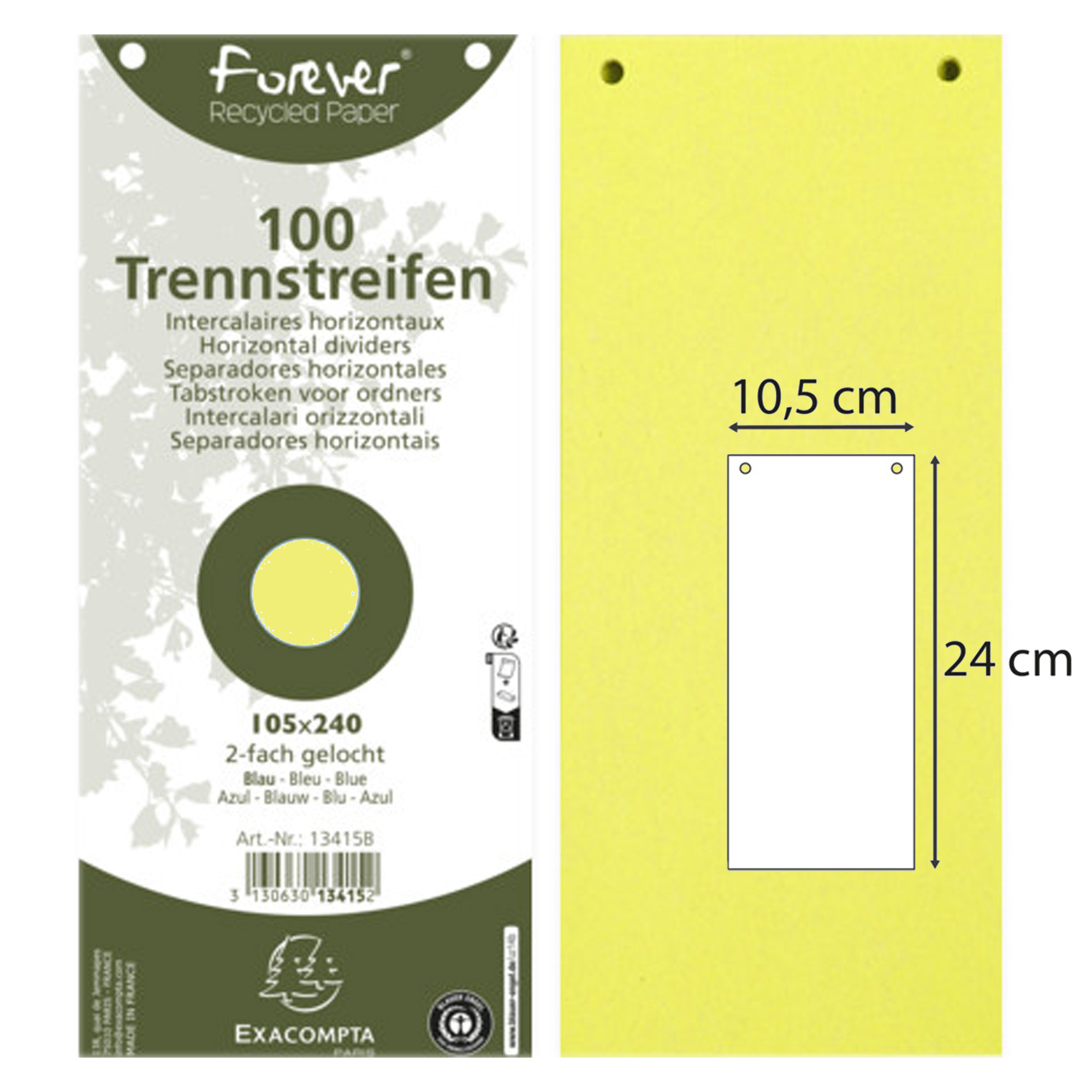 Exacompta Forever - Divisorio - 100 parti - per 105 x 240 mm - orizzontale - giallo