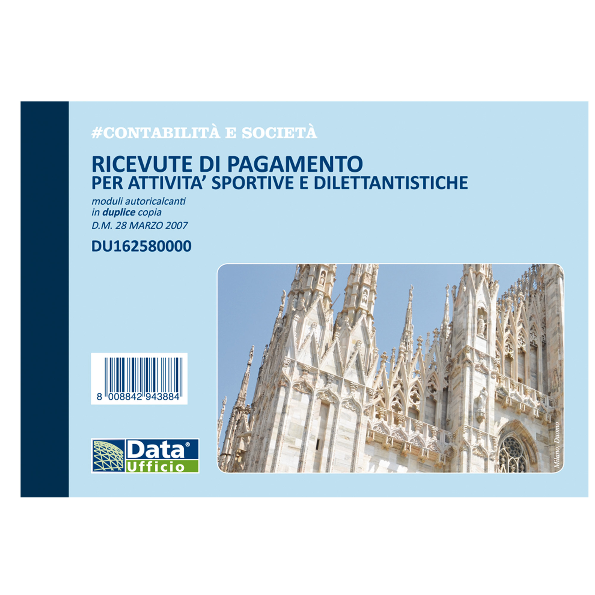 Data Ufficio - Ricevuta di pagamento per lo sport amatoriale - 50 fogli - 165 x 115 mm - duplicato - senza carbonio