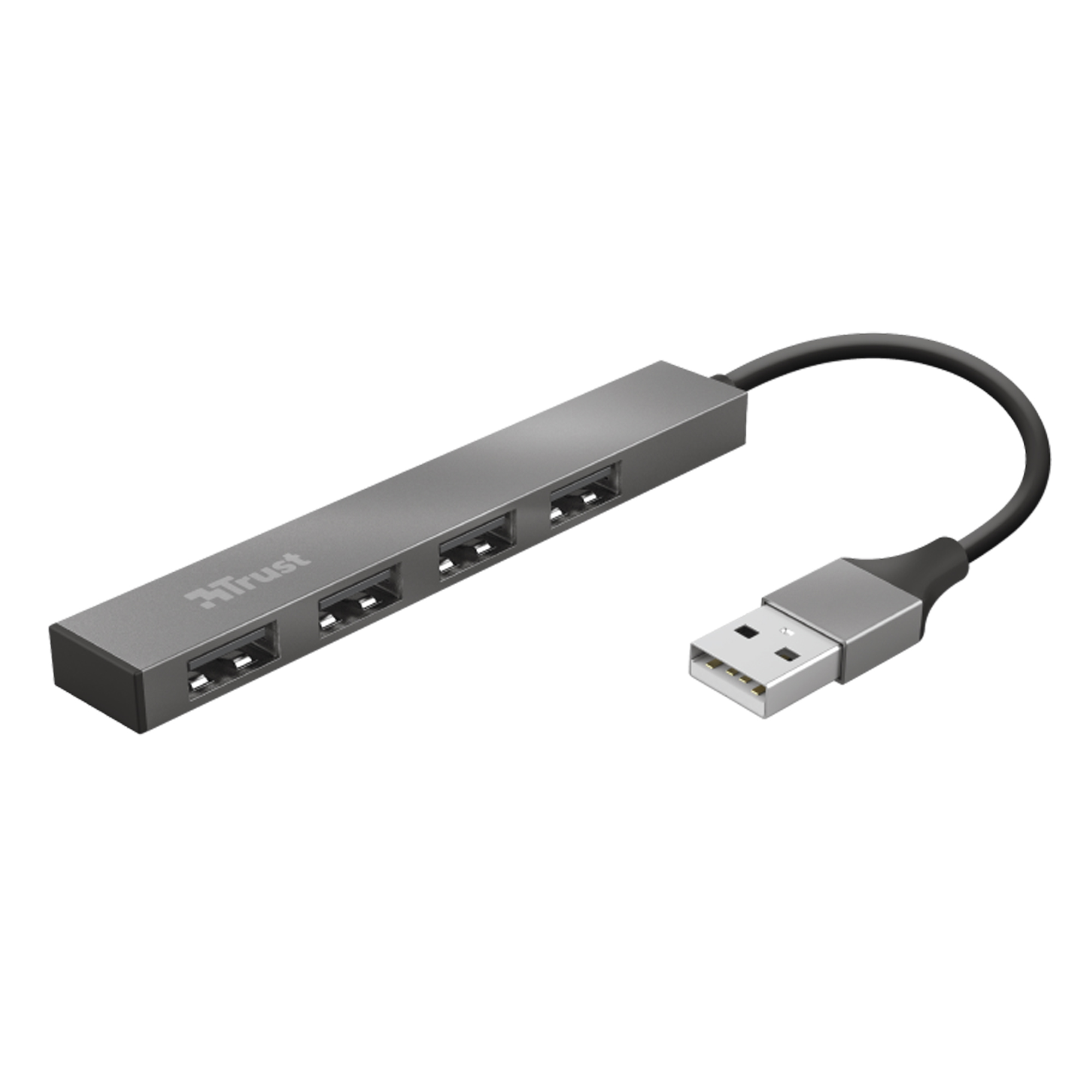 Trust Halyx Aluminium 4-Port Mini USB Hub - Hub - 4 x USB 2.0 - desktop