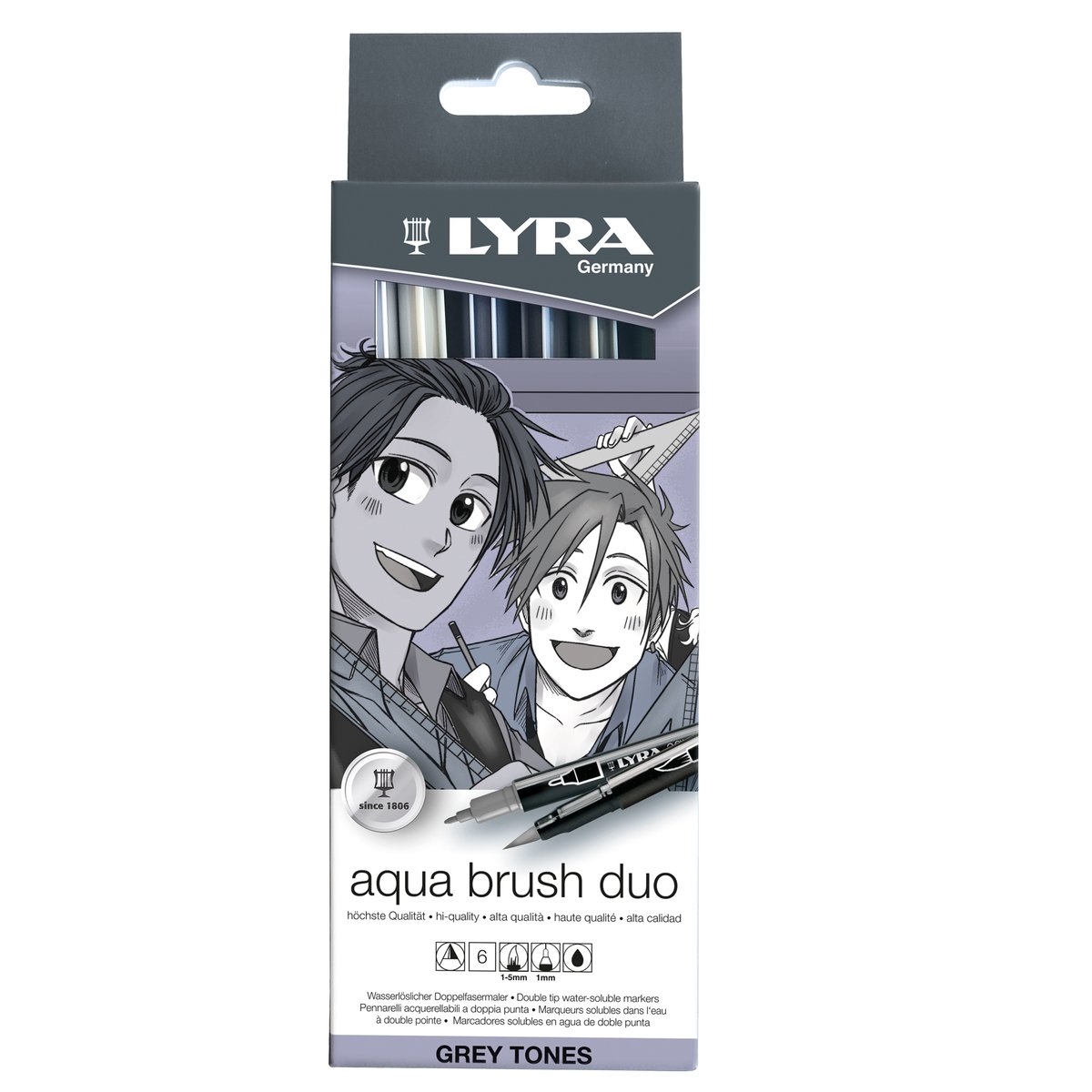 Pennarello Aqua Brush Duo - scala di grigio …