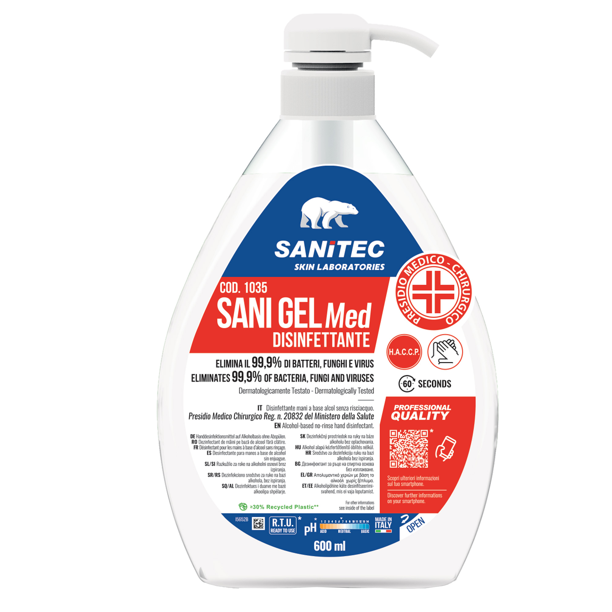 Igienizzante mani Sani Gel Med - dispenser 600 …