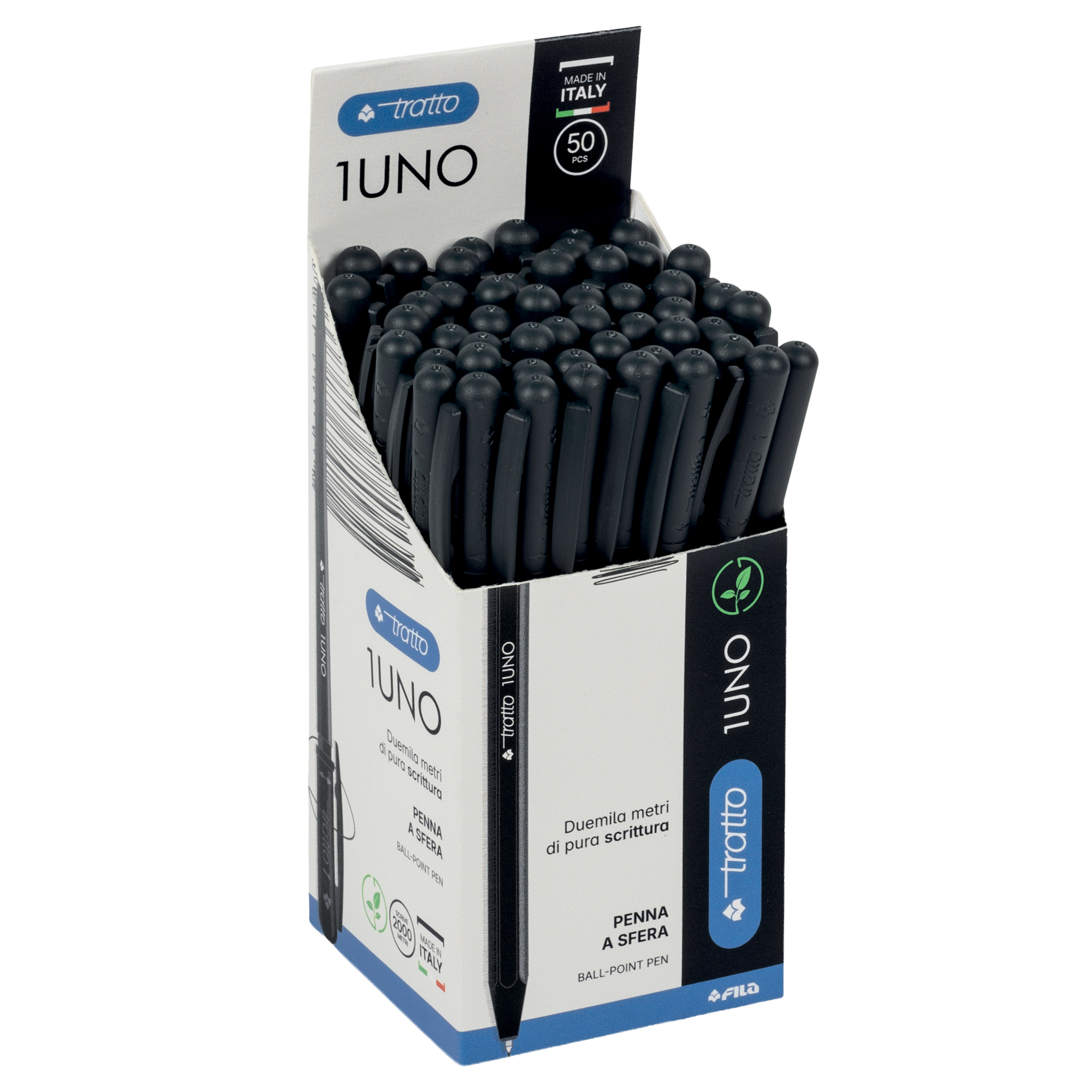 tratto 1Uno - Penna a sfera - nero - 1 mm - medio - retrattile (pacchetto di 50)