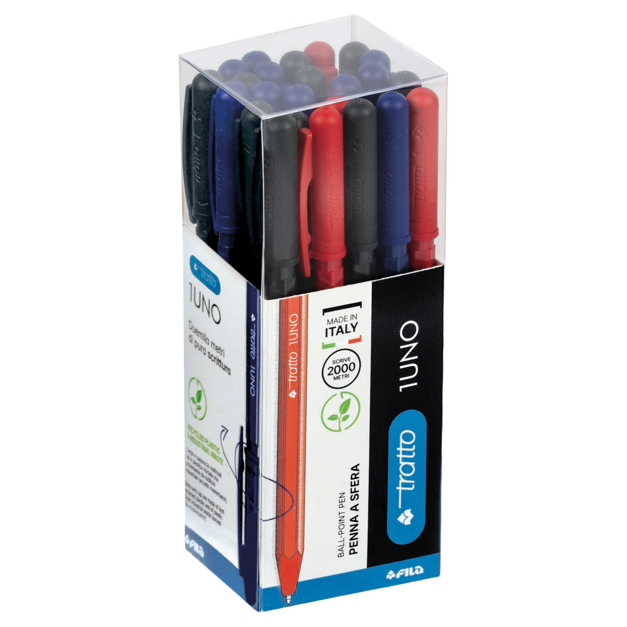tratto 1Uno - Penna a sfera - nero, rosso, blu - 1 mm - retrattile (pacchetto di 24)