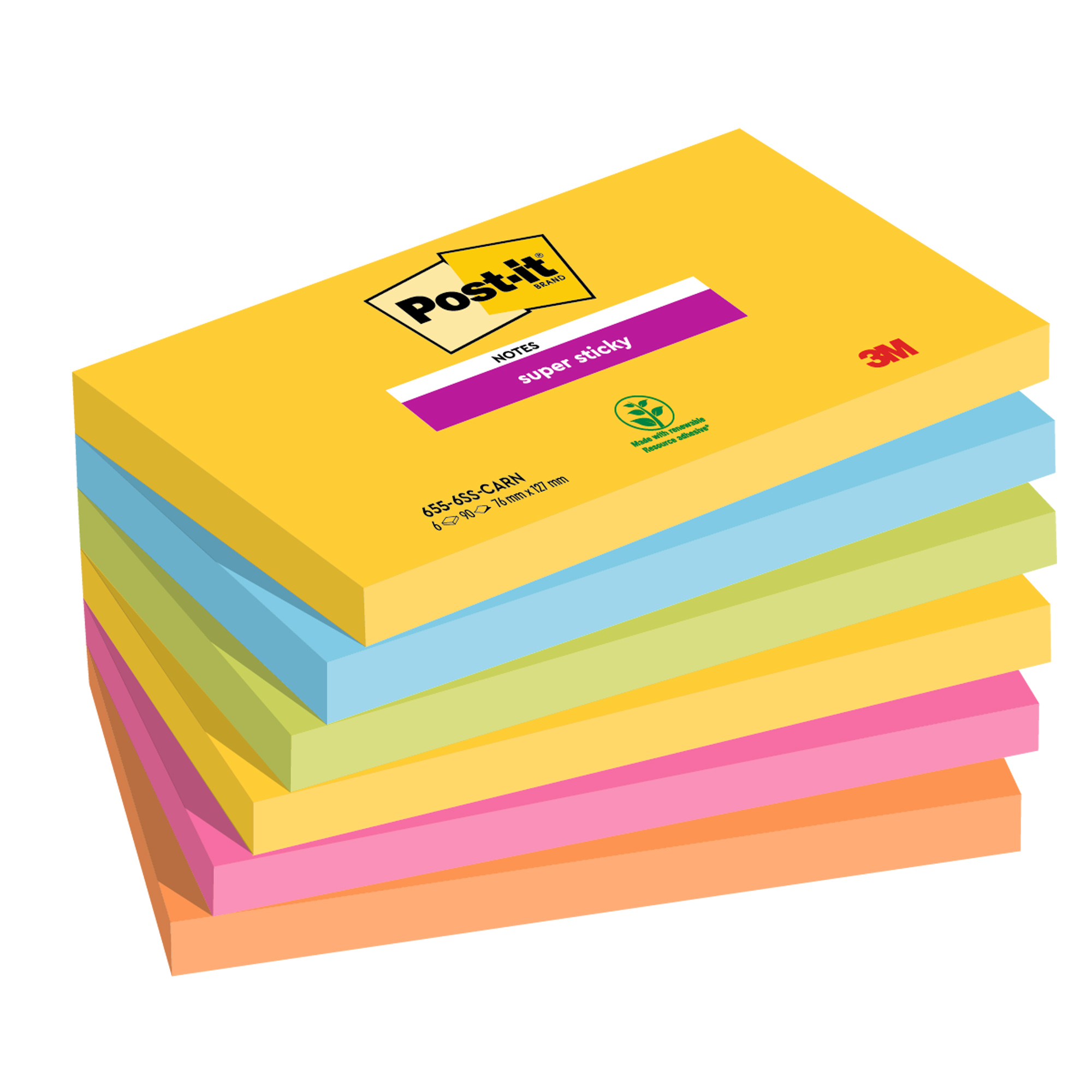 Blocco Post-it Super Sticky - 655-6SS-CARN - 76 …