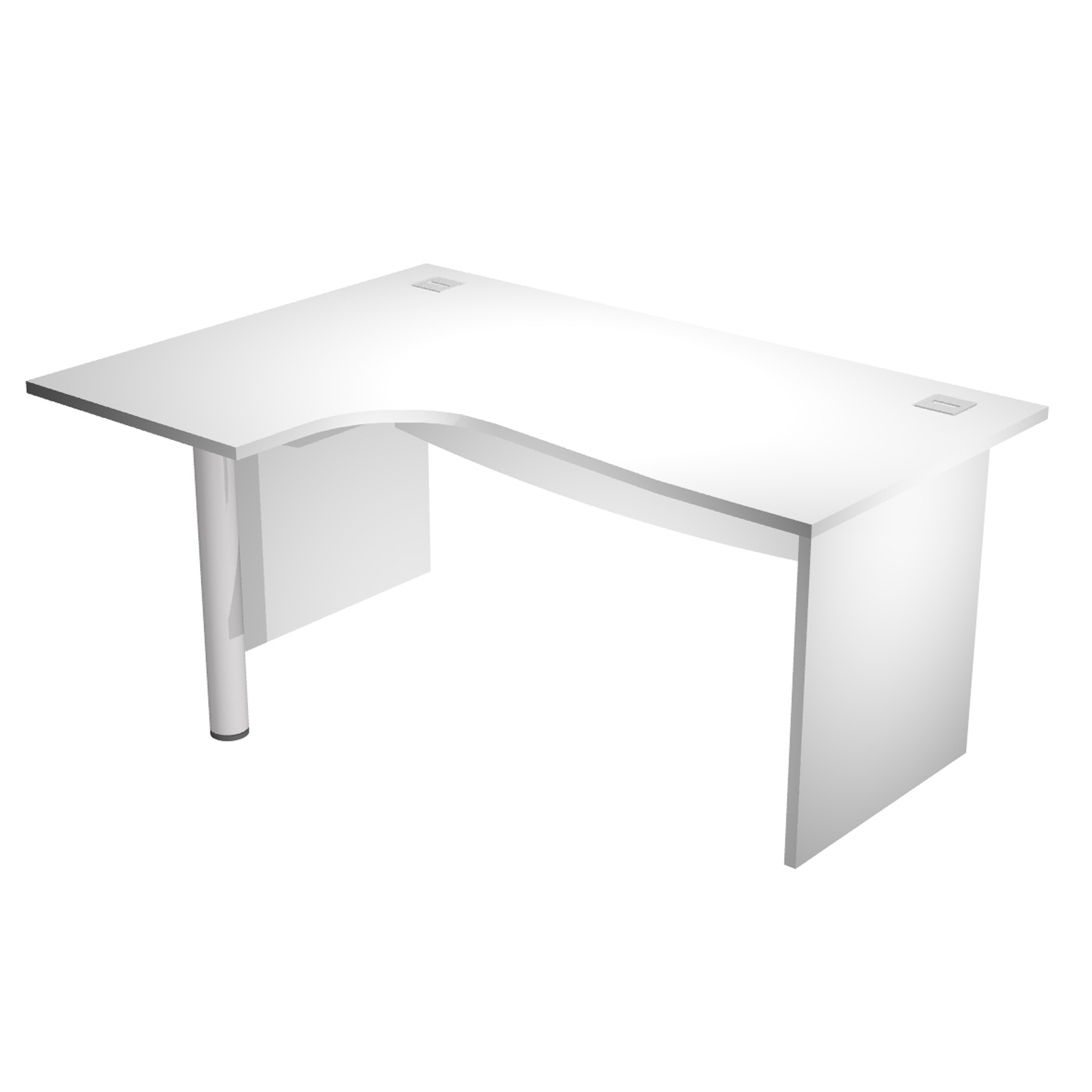 Scrivania compact Agorà - fianco sx melaminico - L160 x P120/80/60 x H73 cm - con supporto metallico - bianco