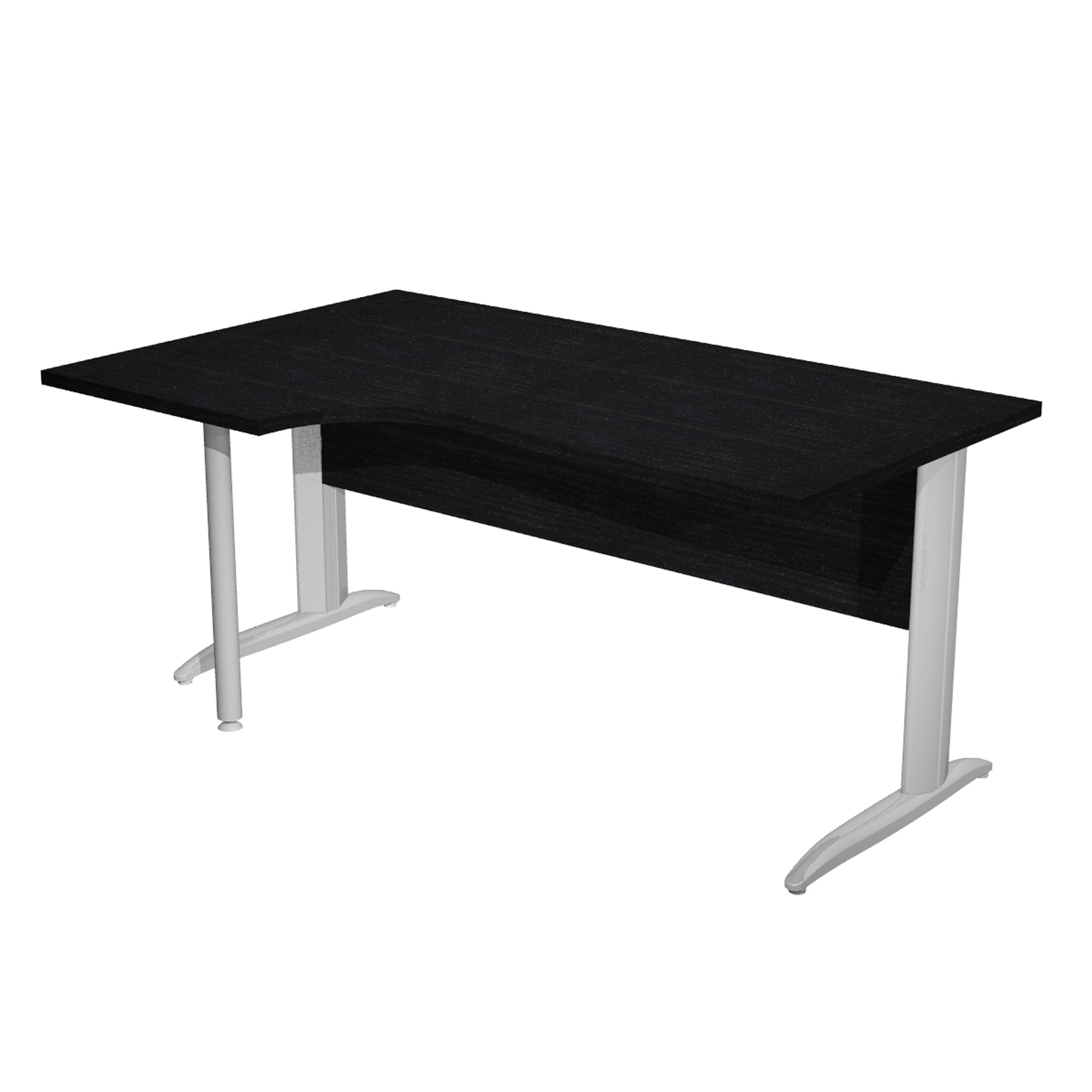Scrivania Compact Sinistro Easy - 160 x 60/80/100 cm - Nero venato/grigio cromato