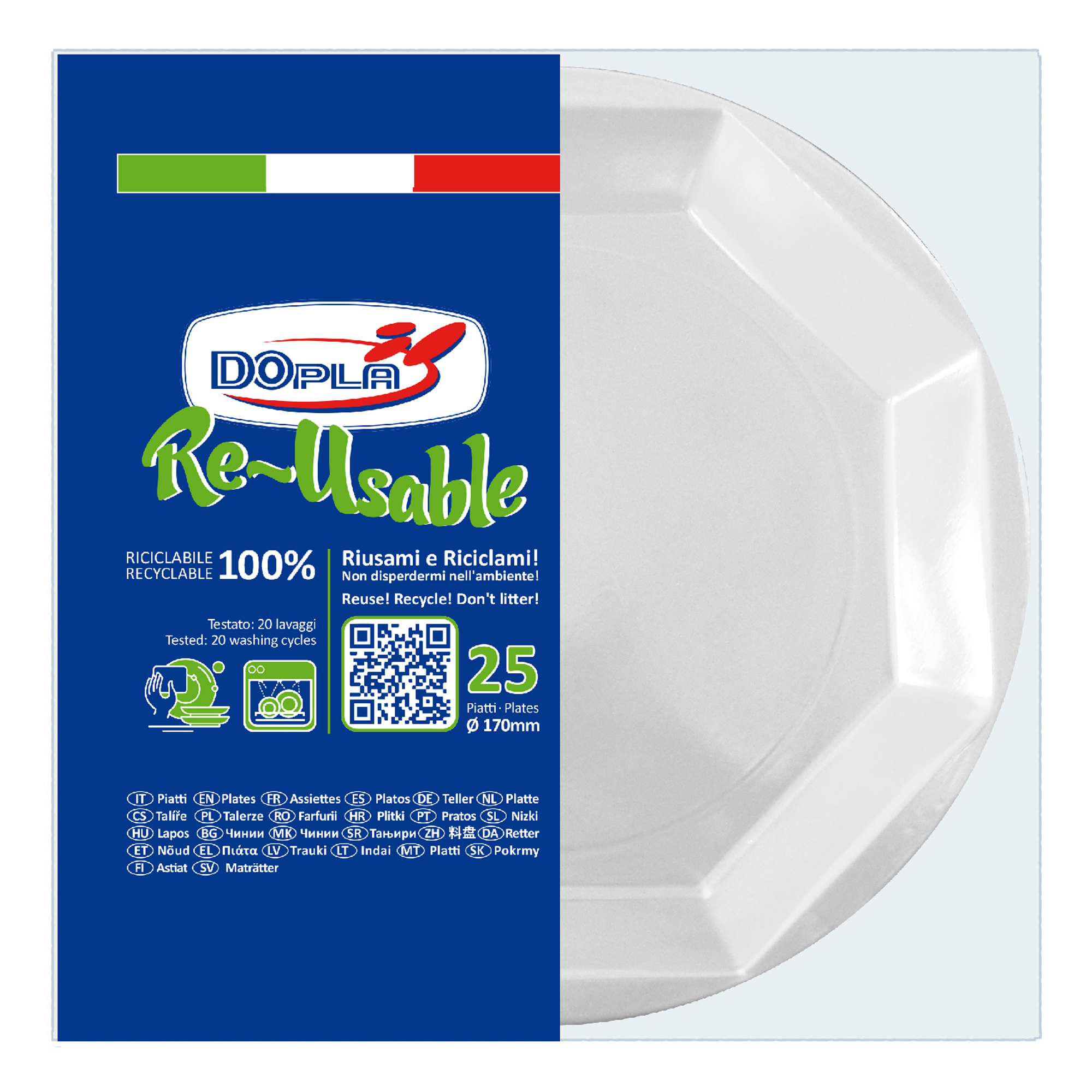 Piatto frutta riutilizzabile - ottagonale - diametro 17 …