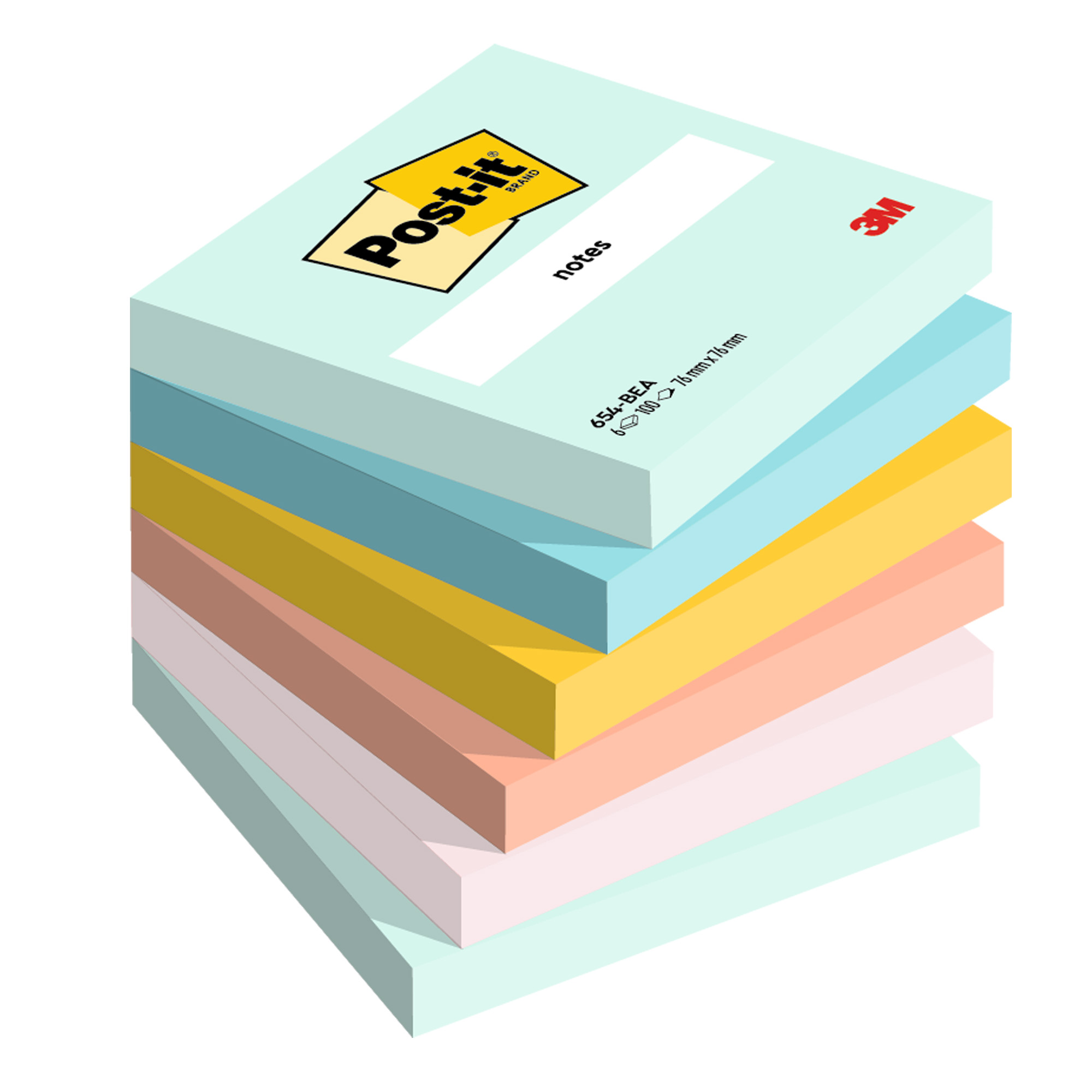 Foglietti Post-it 76 mm x 76 mm 6 blocchetti da 100 fogli Beachside